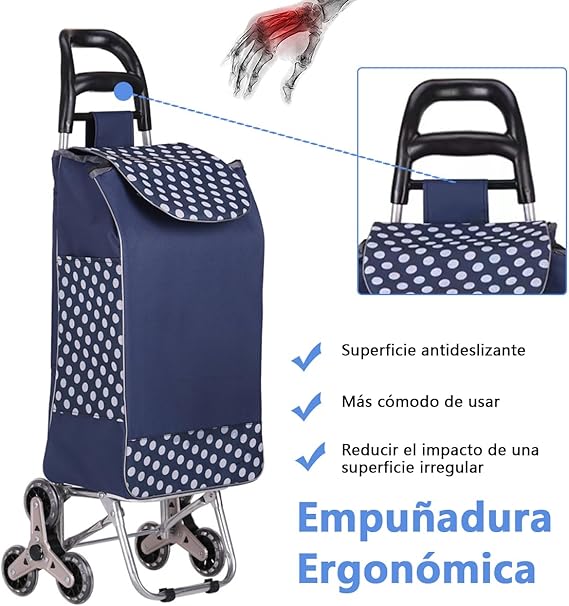 A Carrito de Compras con 6 Ruedas para Subir Escaleras 