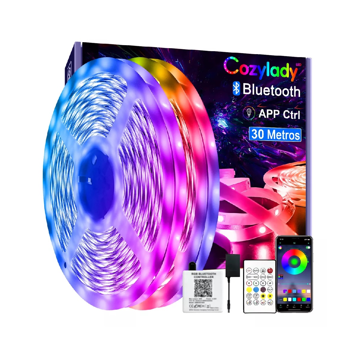 Tira De Luces Led Bluetooth 30m Rgb Luces Led Para Cuarto
