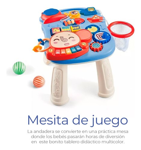 Andadera De Bebe 2 En 1 Musical Con Juguetes Niños Portatil azul