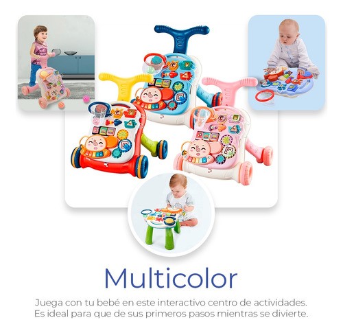 Andadera De Bebe 2 En 1 Musical Con Juguetes Niños Portatil azul