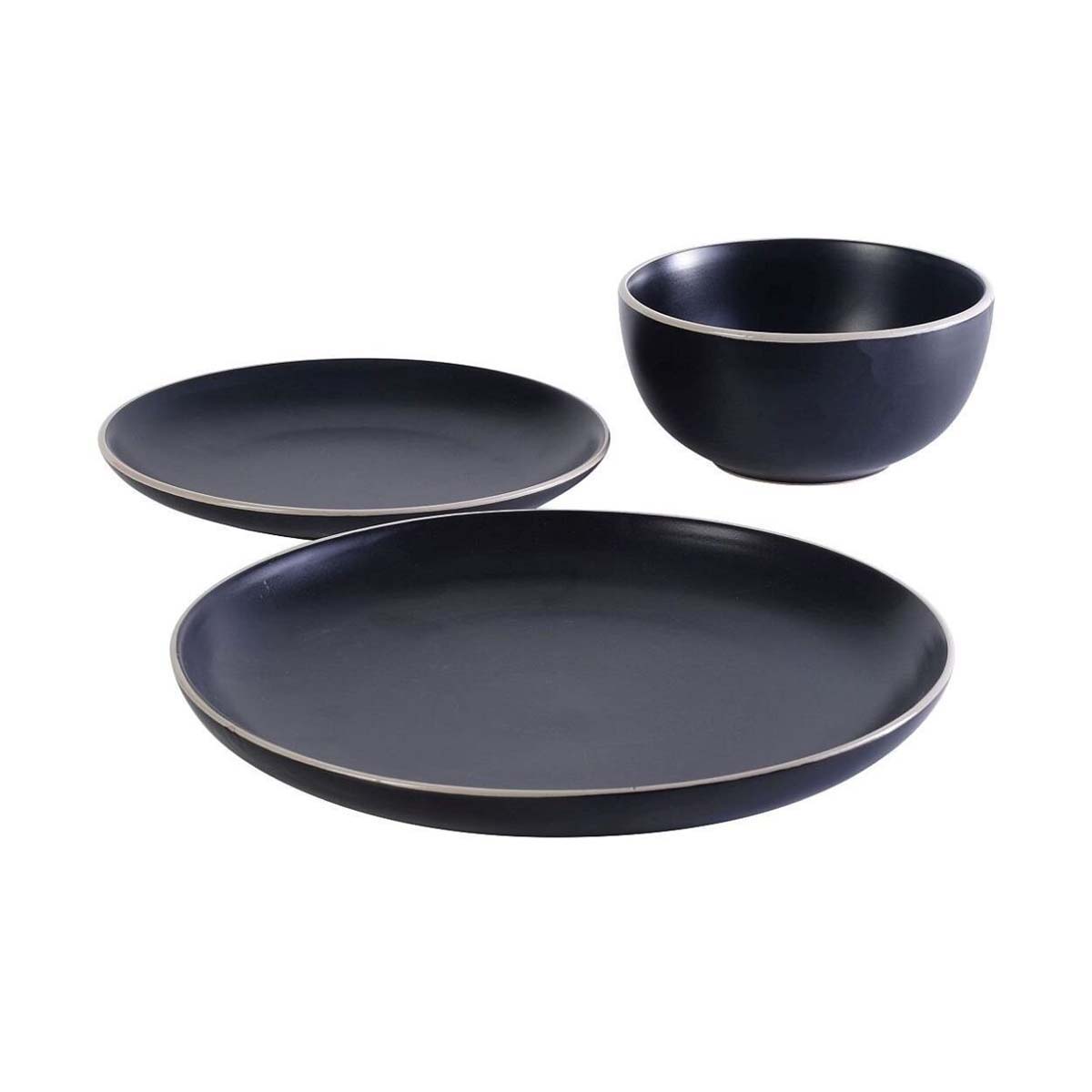 VAJILLA DE CERAMICA 12 PZS NEGRA MATE SERENADE