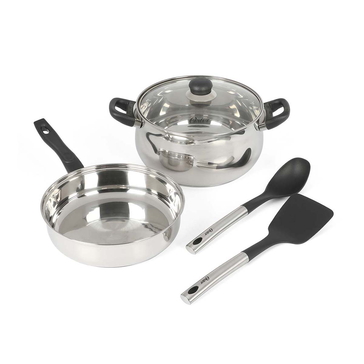 BATERIA DE COCINA 5 PZS DE ACERO INOX. CON HERRAMIENTAS DE COCINA RAMETTO 5