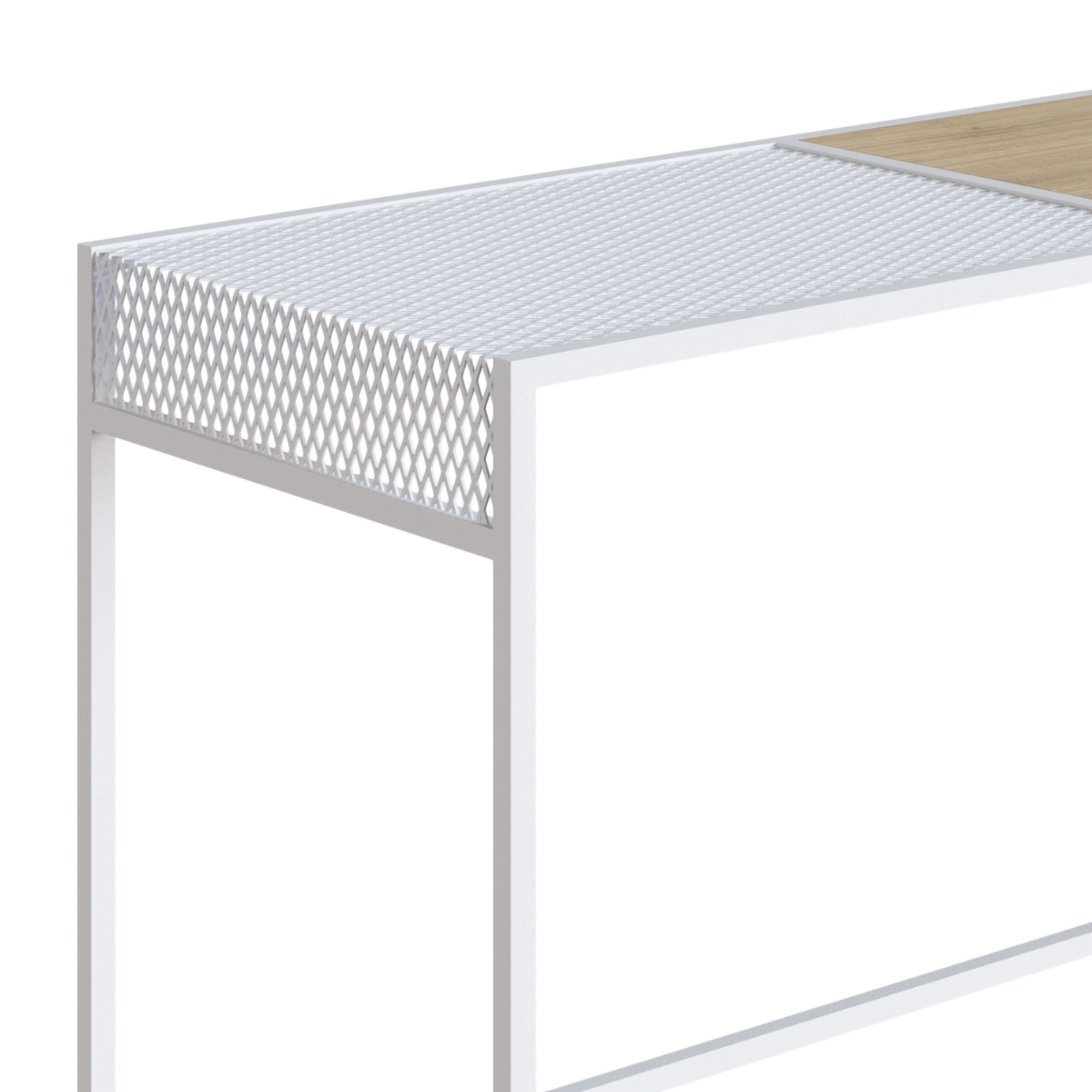 Consola Color Blanco y Madera con Estructura Metálica de Acero MDP 120cm (Ancho)* 40cm (Profundo)