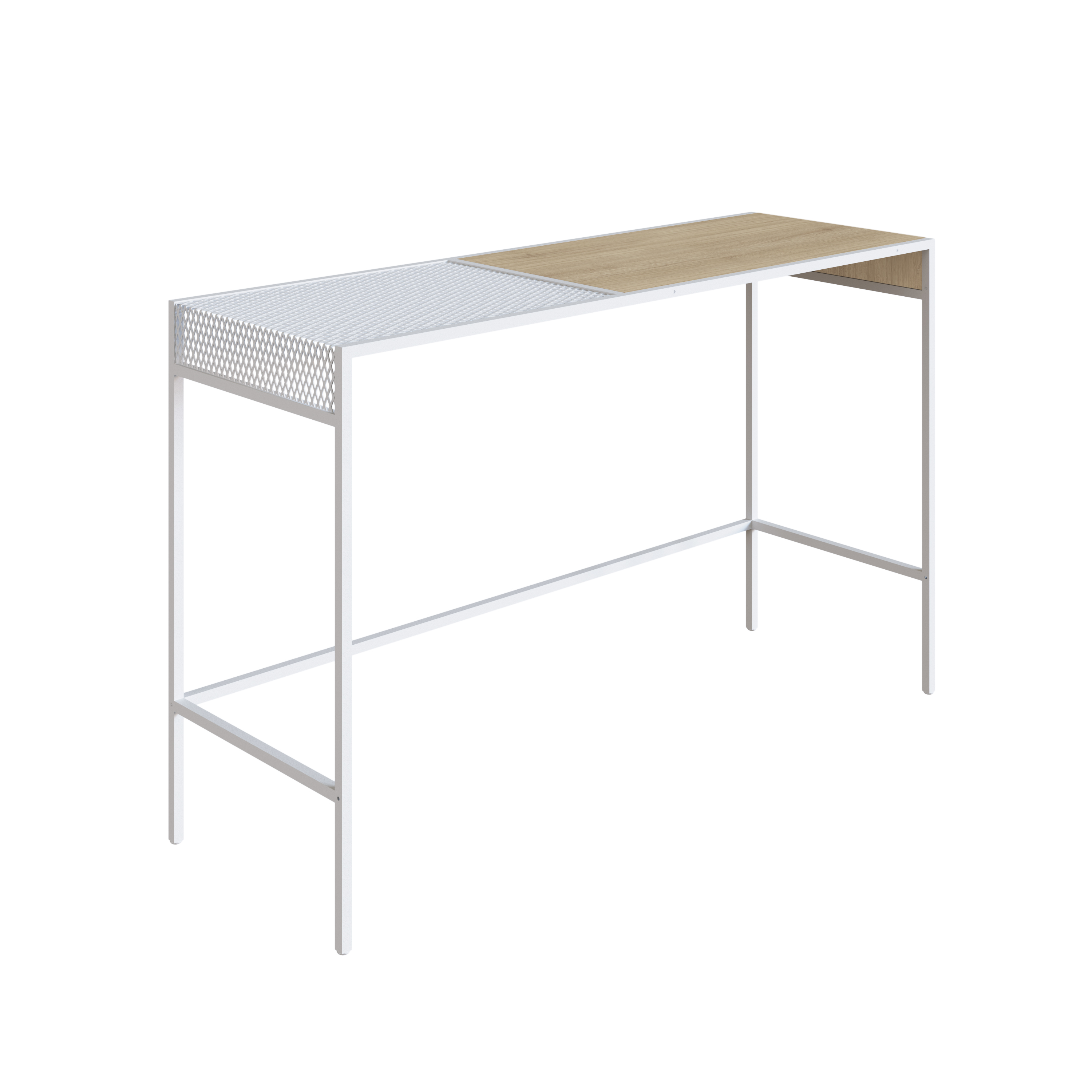 Consola Color Blanco y Madera con Estructura Metálica de Acero MDP 120cm (Ancho)* 40cm (Profundo)