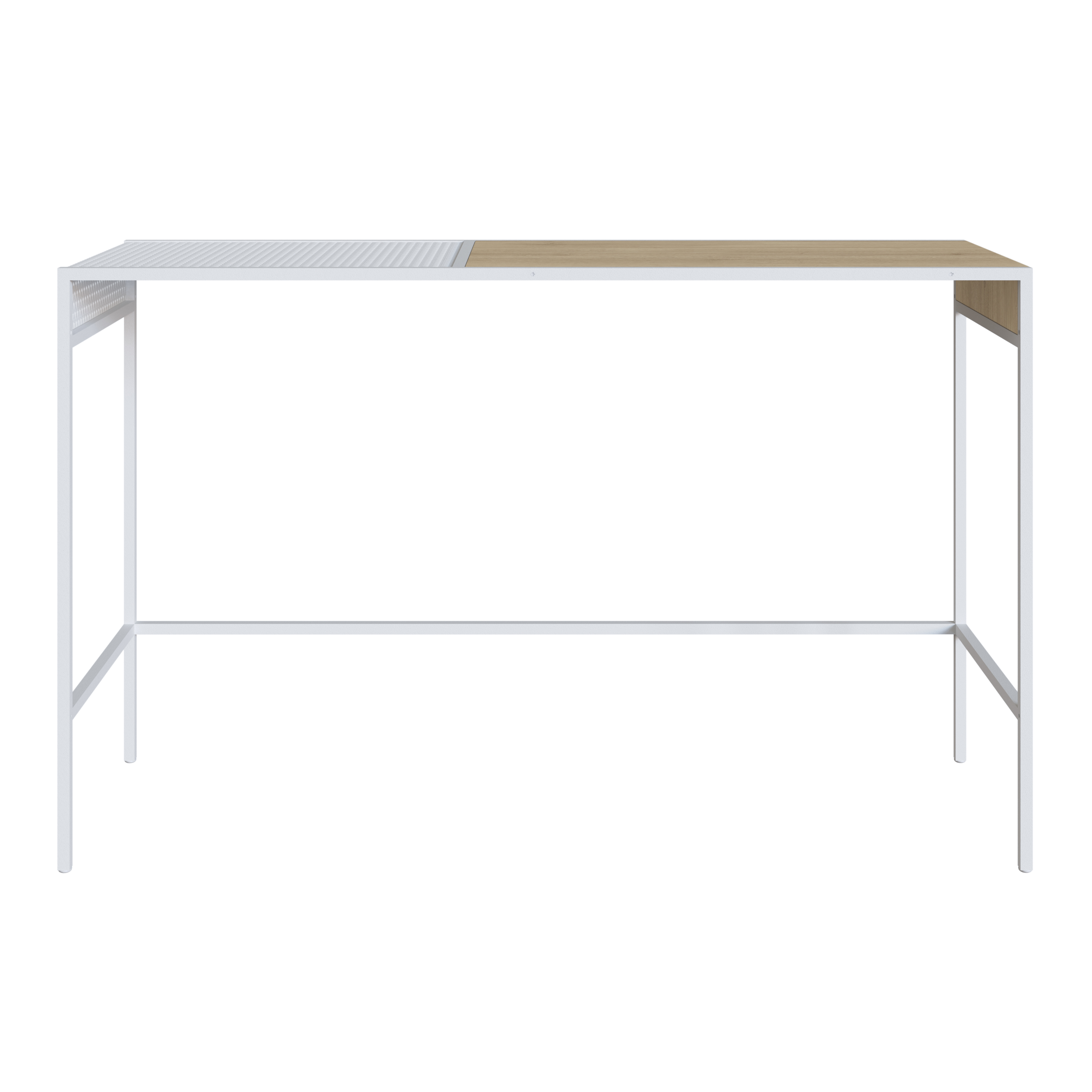 Consola Color Blanco y Madera con Estructura Metálica de Acero MDP 120cm (Ancho)* 40cm (Profundo)