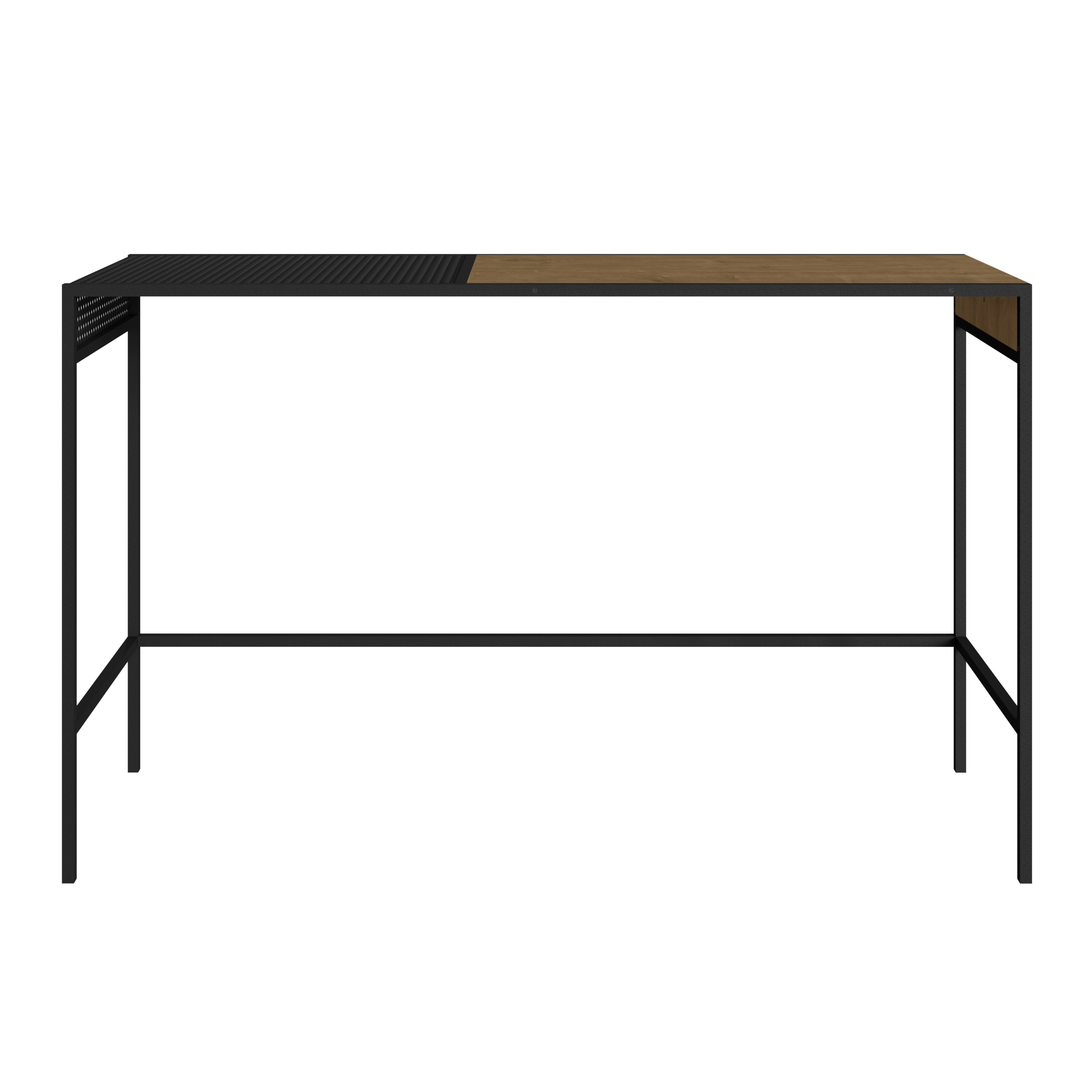 Consola Color Negro y Madera con Estructura Metálica de Acero MDP 120cm (Ancho)* 40cm (Profundo)