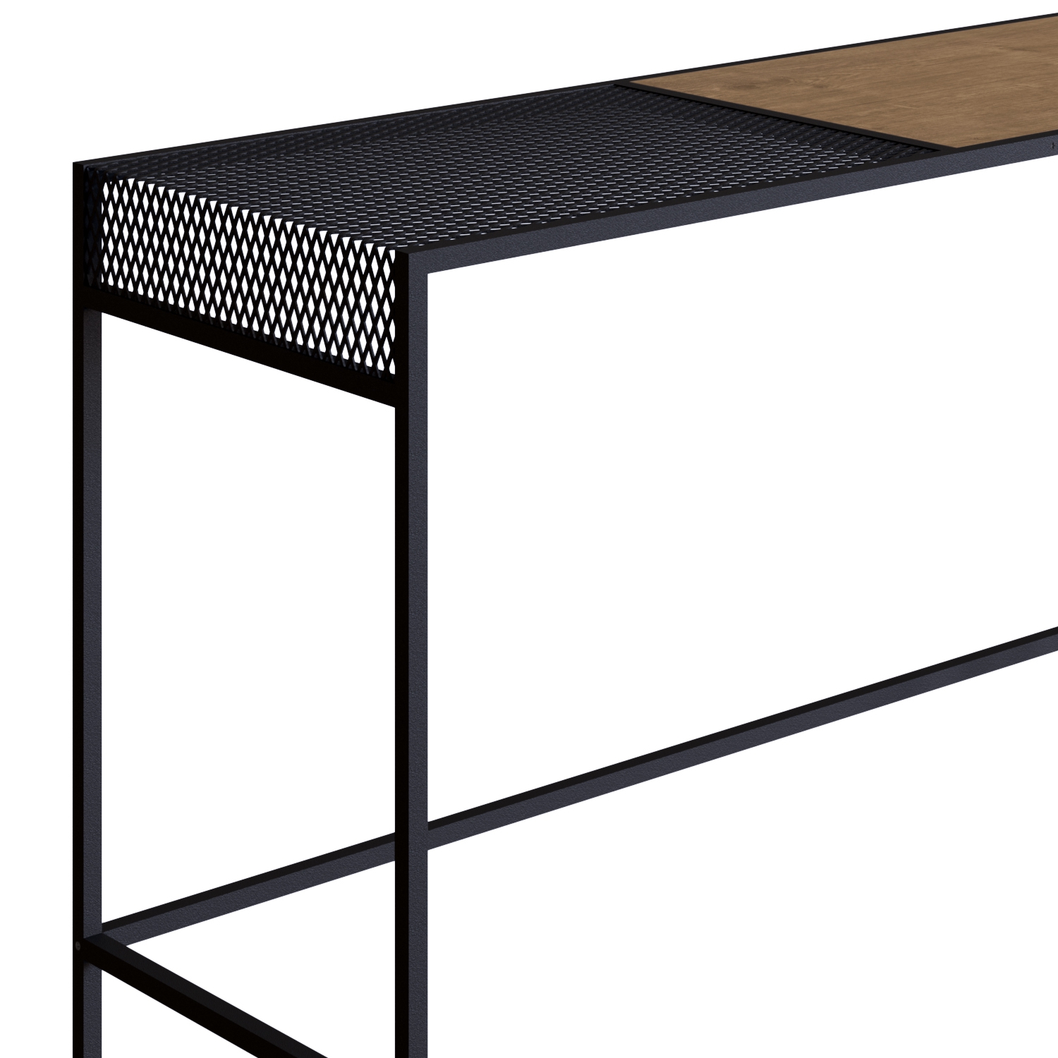 Consola Color Negro y Madera con Estructura Metálica de Acero MDP 120cm (Ancho)* 40cm (Profundo)