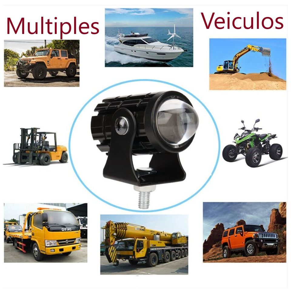 Faro auxiliar Mini luz motocicleta Color blanco lámpara foco antiniebla negro botón auto led metal.