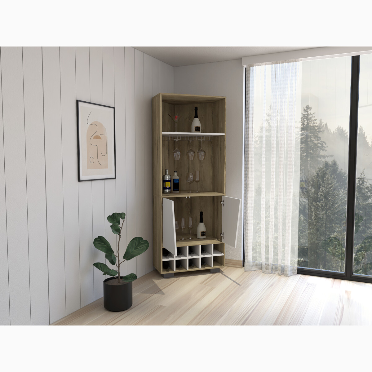 Mueble de Bar esquinero armable modelo Fraktal marca Deicsa