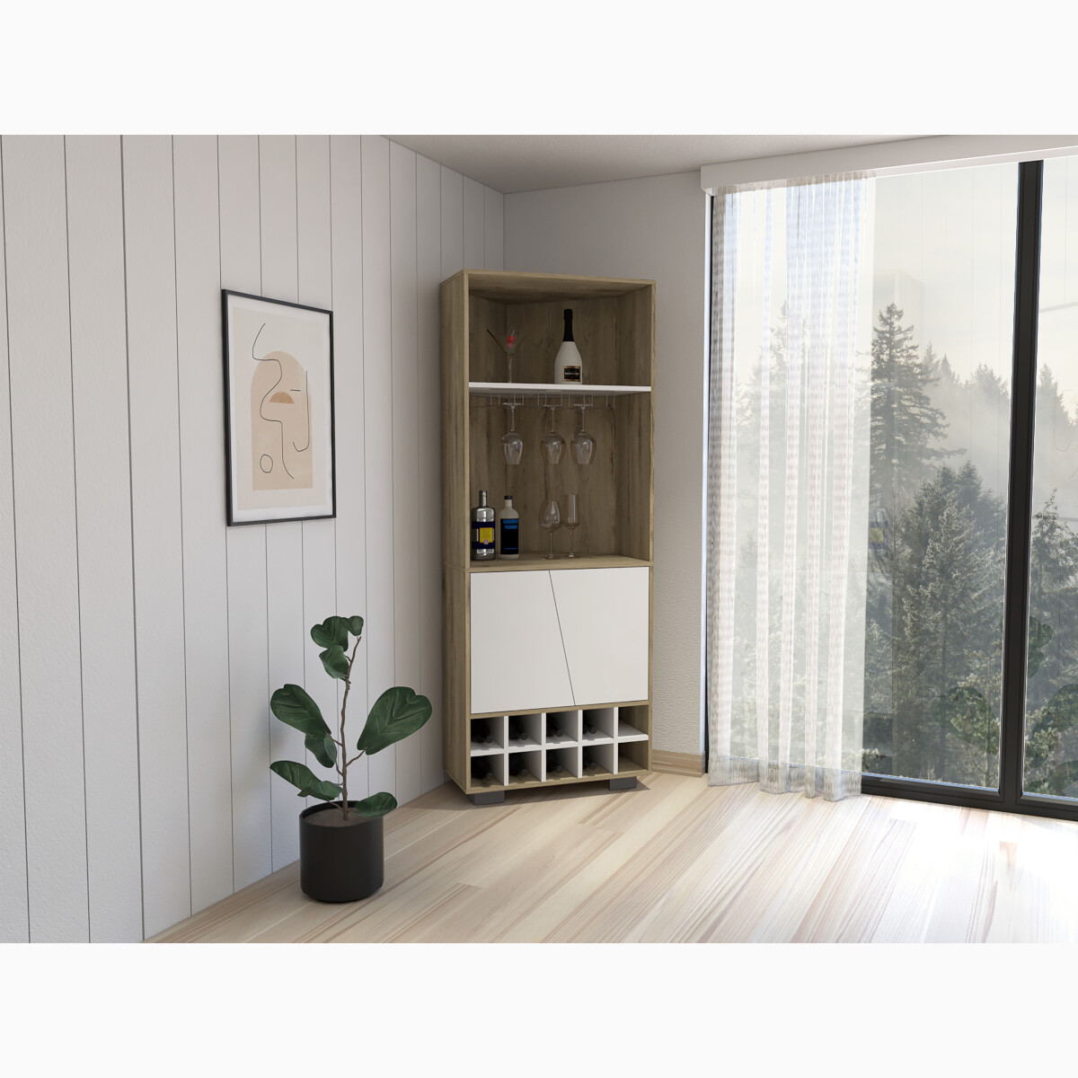 Mueble de Bar esquinero armable modelo Fraktal marca Deicsa