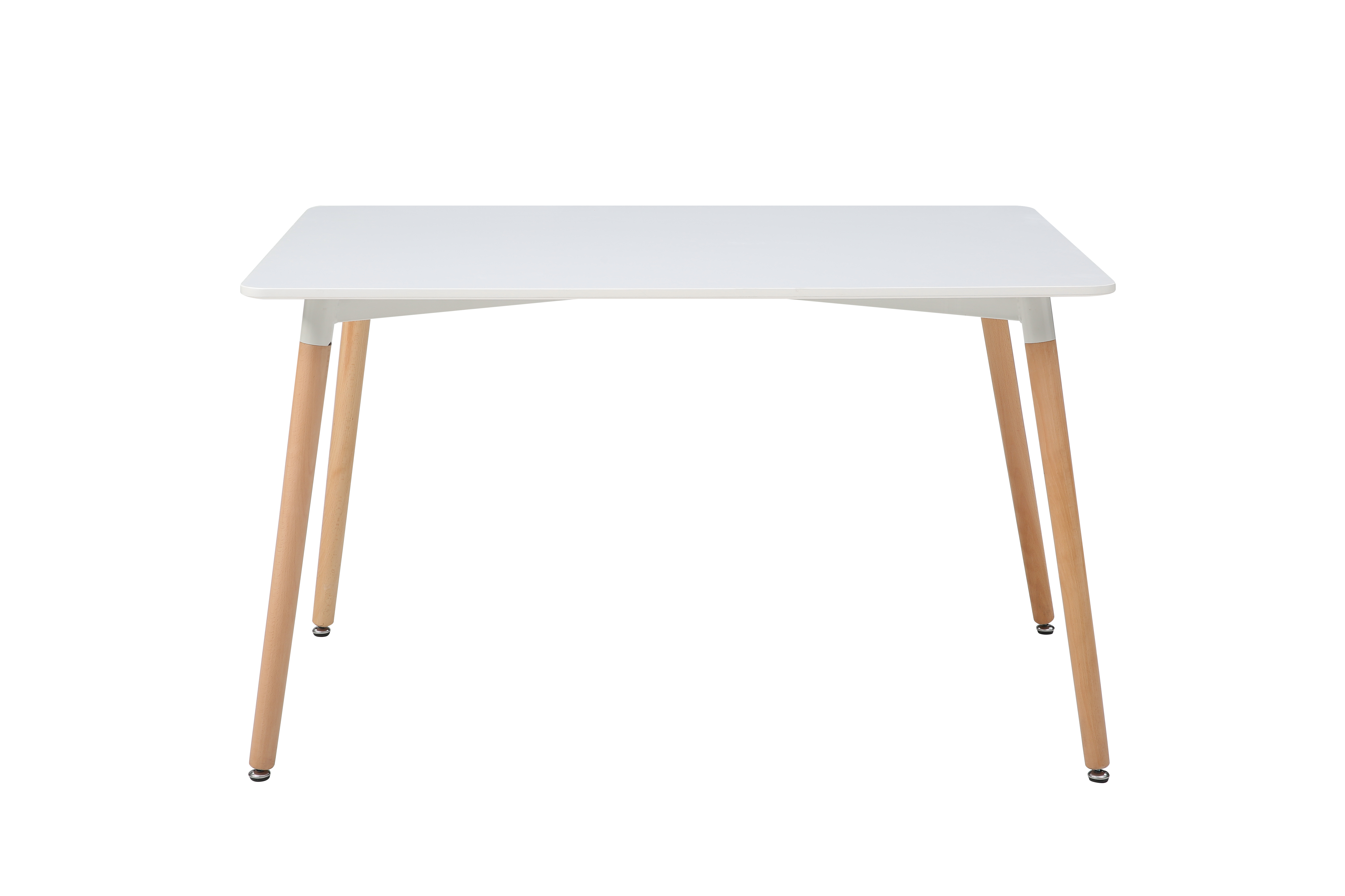 Comedor Completo con Mesa Blanca y 4 Sillas Negras con Patas de Madera y Soporte Metálico