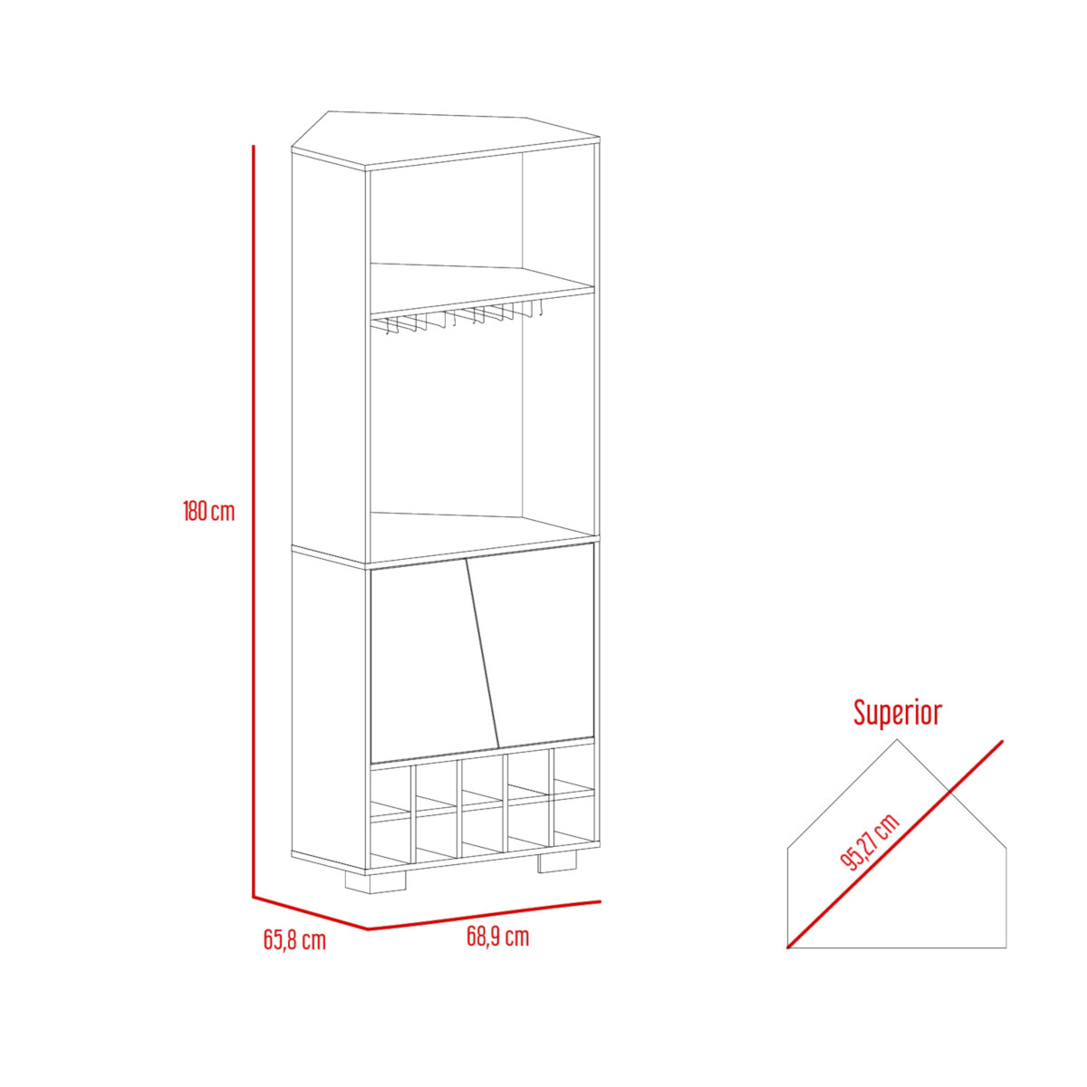 Mueble de Bar esquinero armable modelo Fraktal marca Deicsa