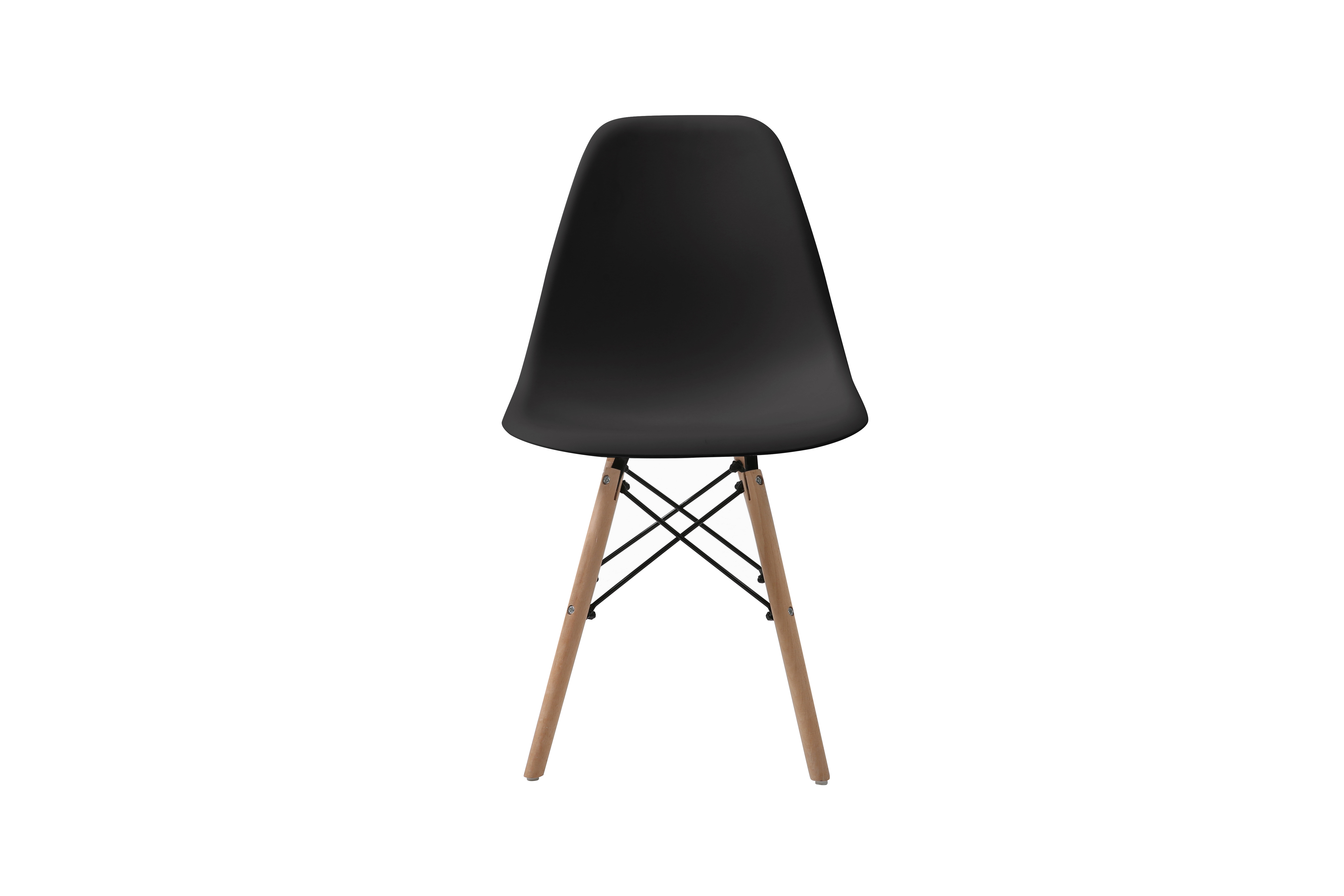Comedor Completo con Mesa Blanca y 4 Sillas Negras con Patas de Madera y Soporte Metálico