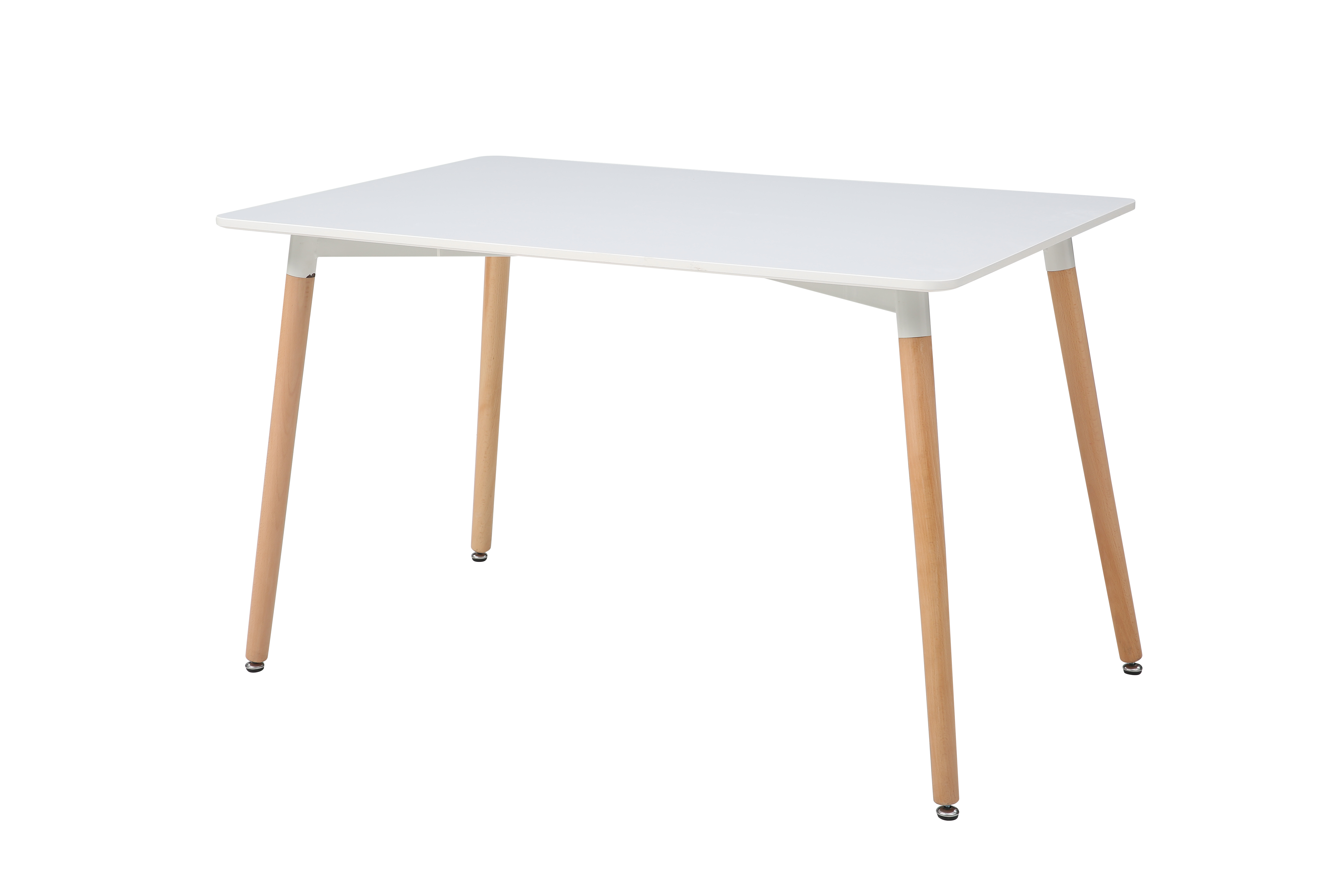 Comedor Completo con Mesa Blanca y 4 Sillas Negras con Patas de Madera y Soporte Metálico