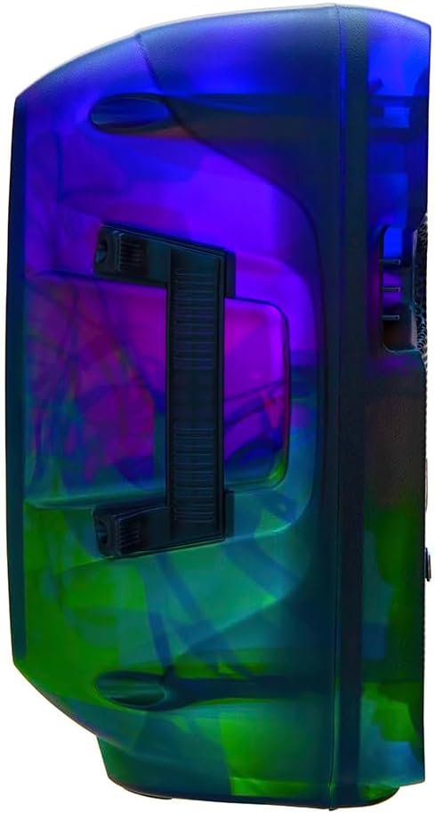 Mitzu KSW-1008-2 BB 8" Luz Full Flama KSR-Link/BT/USB/Micro SD/FM/Aux/Mic Alam/Cargador USB/10W RMS, Negro