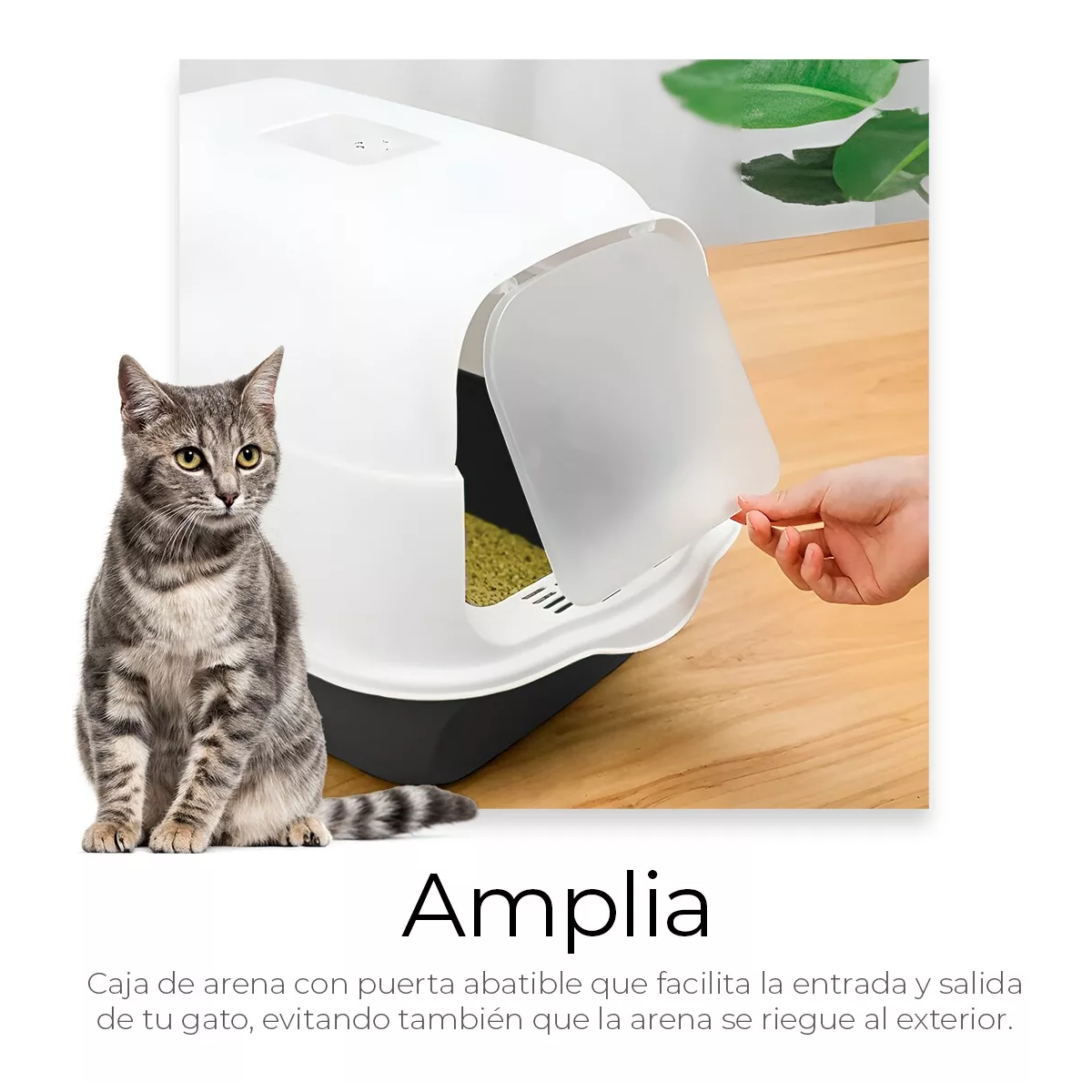 Arenero Cerrado Para Gatos Antiolores Puerta Palita Y Filtro Color Negro