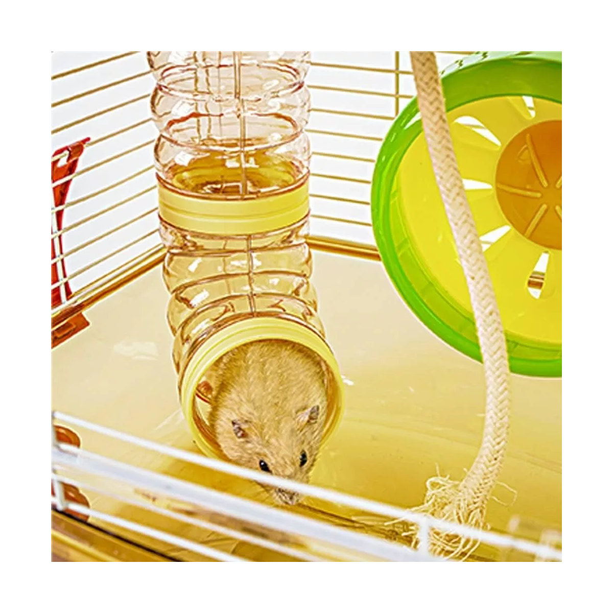 Jaulas Para Hamster Bebedero Rueda Comedero Amarillo