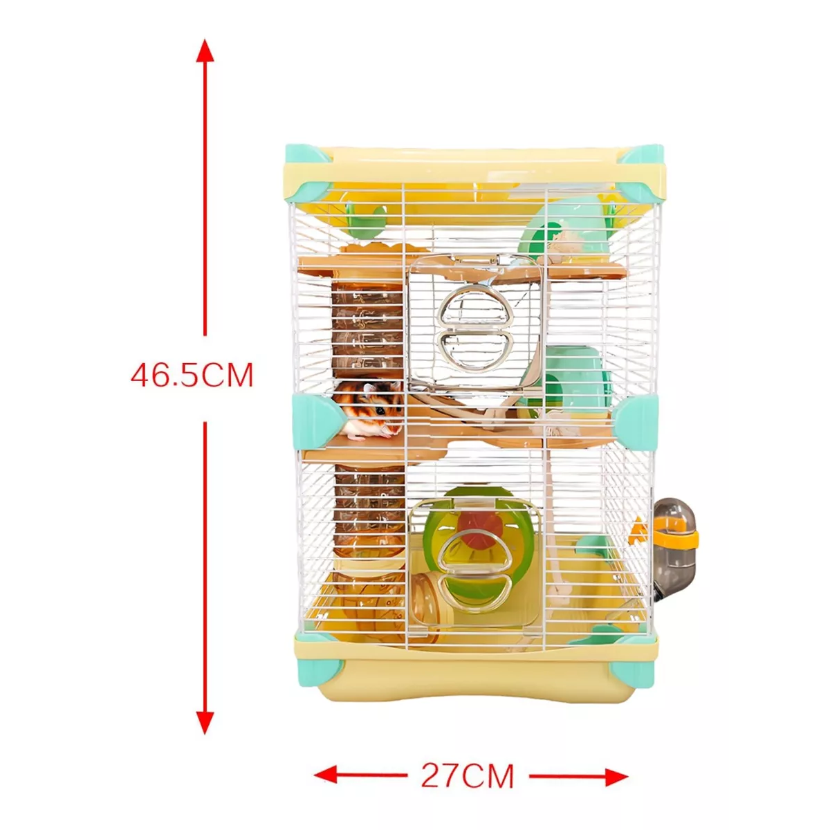 Jaulas Para Hamster Bebedero Rueda Comedero Amarillo