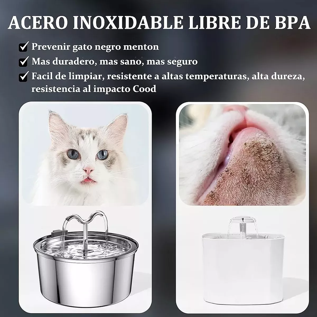 Fuente Para Gatos Y Bebedero Perro Acero Inoxidable 3.2l