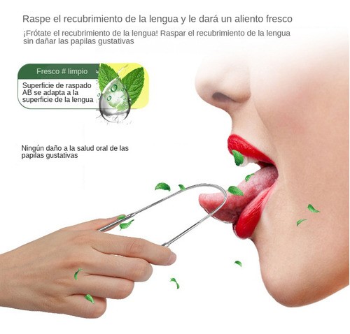 Limpiador De Lingual Acero Inoxidable Bucal Raspador Lengual