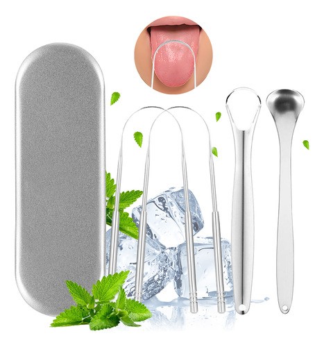 Limpiador De Lingual Acero Inoxidable Bucal Raspador Lengual