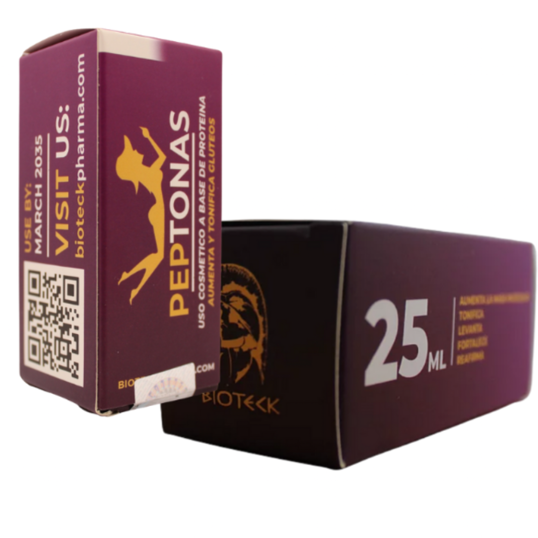 BIOTECKPHARMA| Peptonas Brasileñas para aumento de glúteos| Ácido Hialurónico, Vitamina C, Elastina, Peptidos de proteina de 25ml