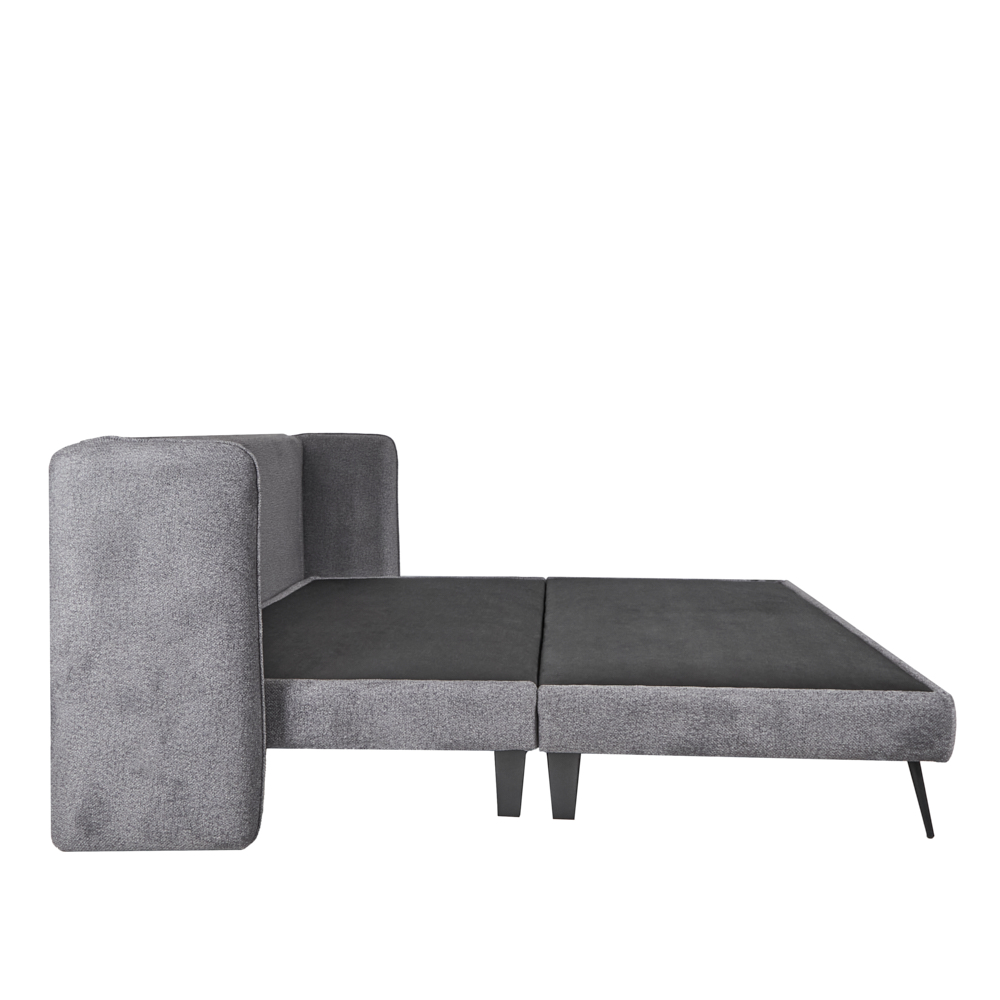 Cama Matrimonial con Cabecera y Base Gris en Tela Premium. Rellena de Hule Espuma y Estructura de Madera Maciza