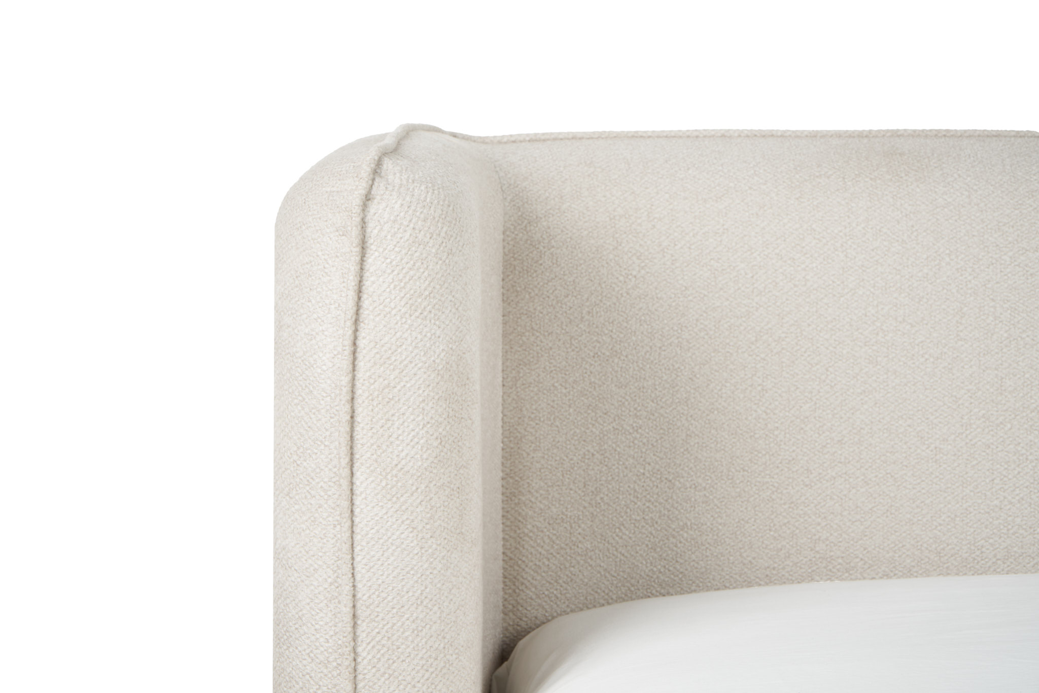 Cama Queen Size con Cabecera y Base Beige en Tela Premium. Rellena de Hule Espuma y Estructura de Madera Maciza