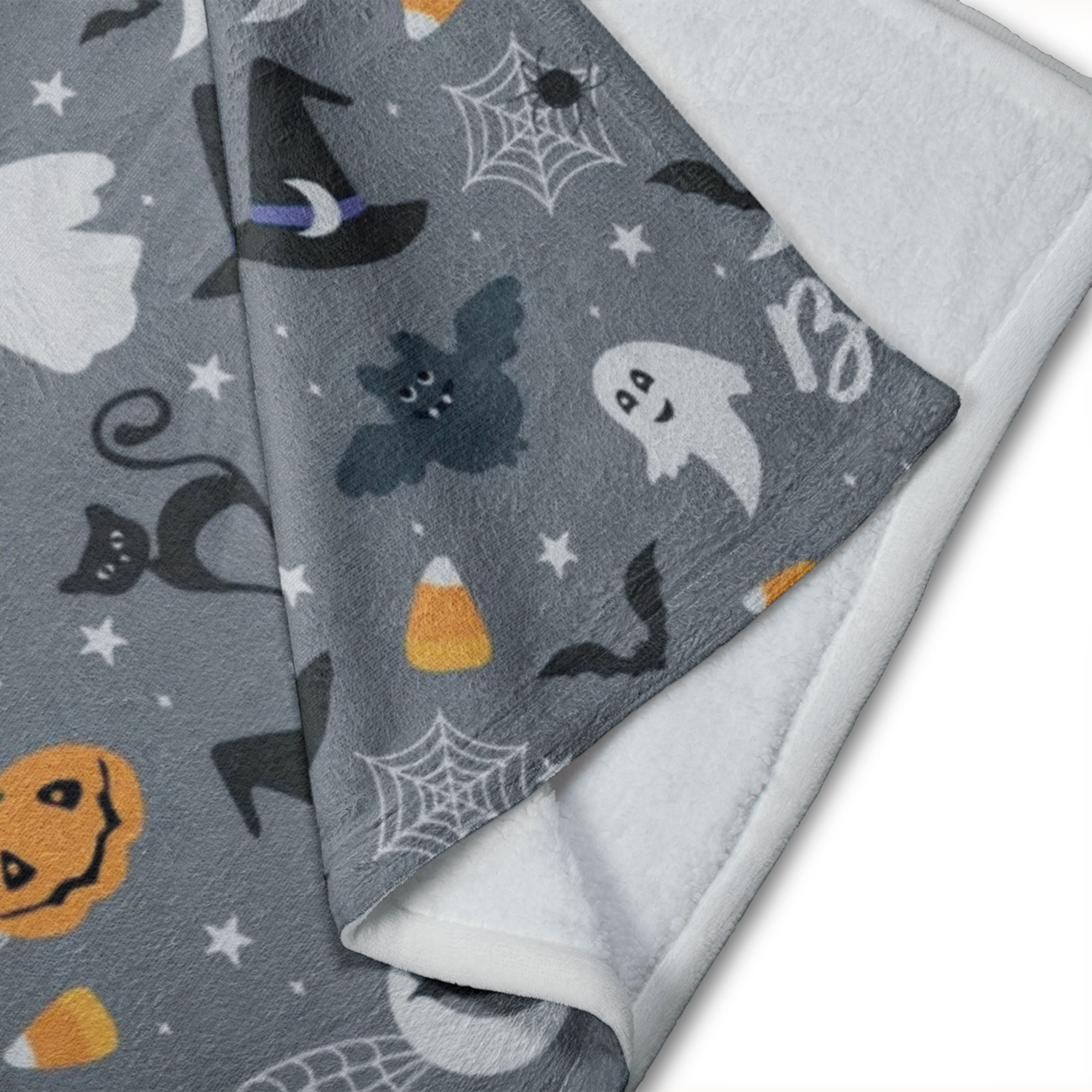 Cobija Frazada con Diseño de Halloween Ultra suave con Estampado de Calavera, Luna, Letras de Alta Calidad 