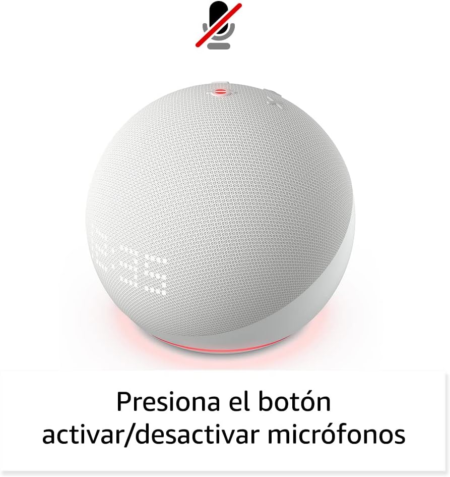 Amazon Echo Dot 5.ª (Generación, Modelo de 2022) con Reloj | Bocina Inteligente con Reloj y Alexa | Blanco