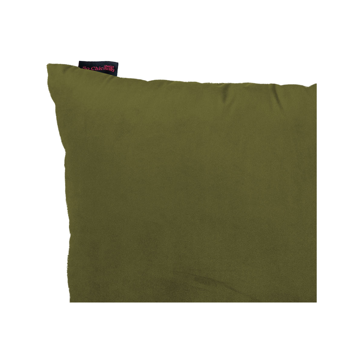 Cojín Decorativo Rectangular para Sala o Cama. Funda en Terciopelo Verde Olivo. Cierre Invisible
