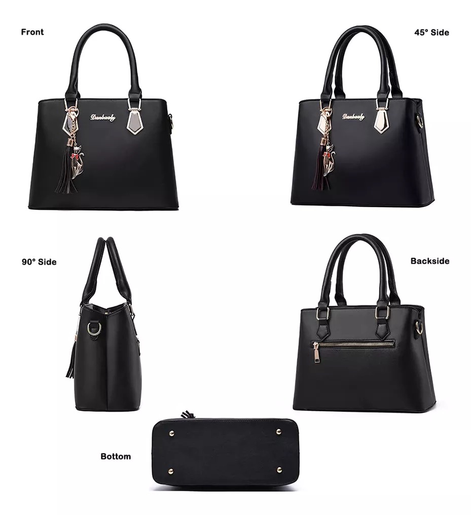 Bolso De Mano Para Mujer Bandolera Moda De Lujo Bolsa Tote Color Negro