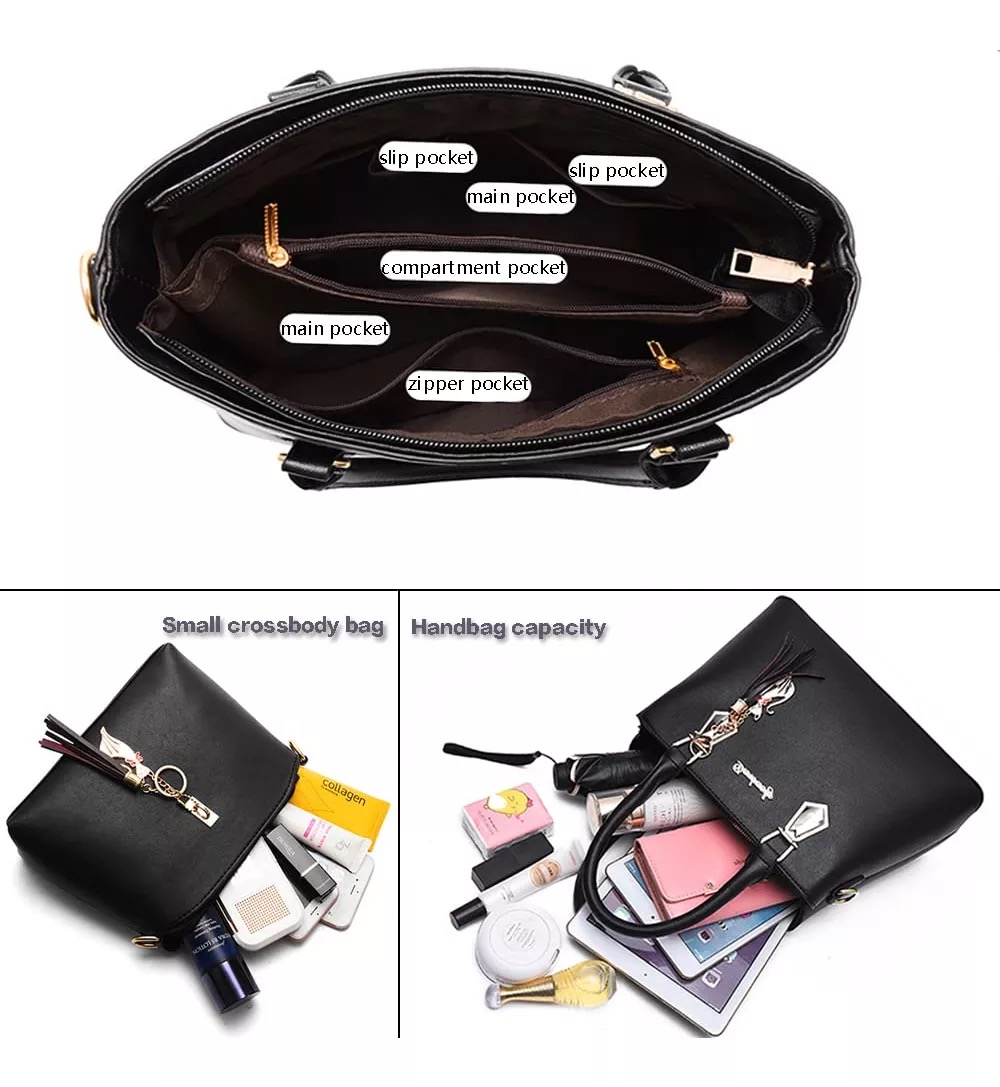 Bolso De Mano Para Mujer Bandolera Moda De Lujo Bolsa Tote Color Negro