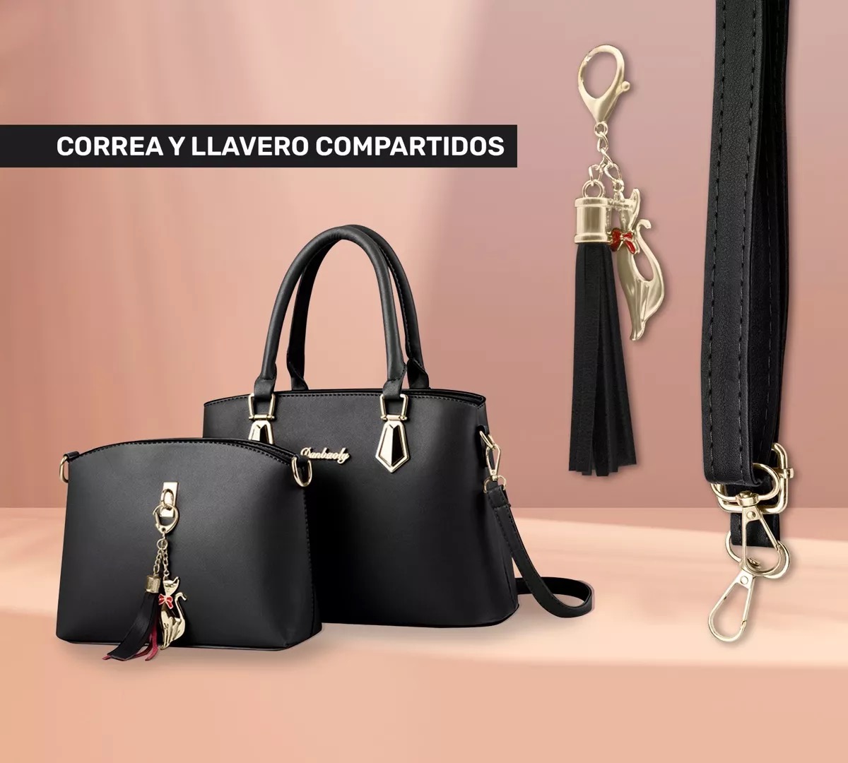 Bolso De Mano Para Mujer Bandolera Moda De Lujo Bolsa Tote Color Negro