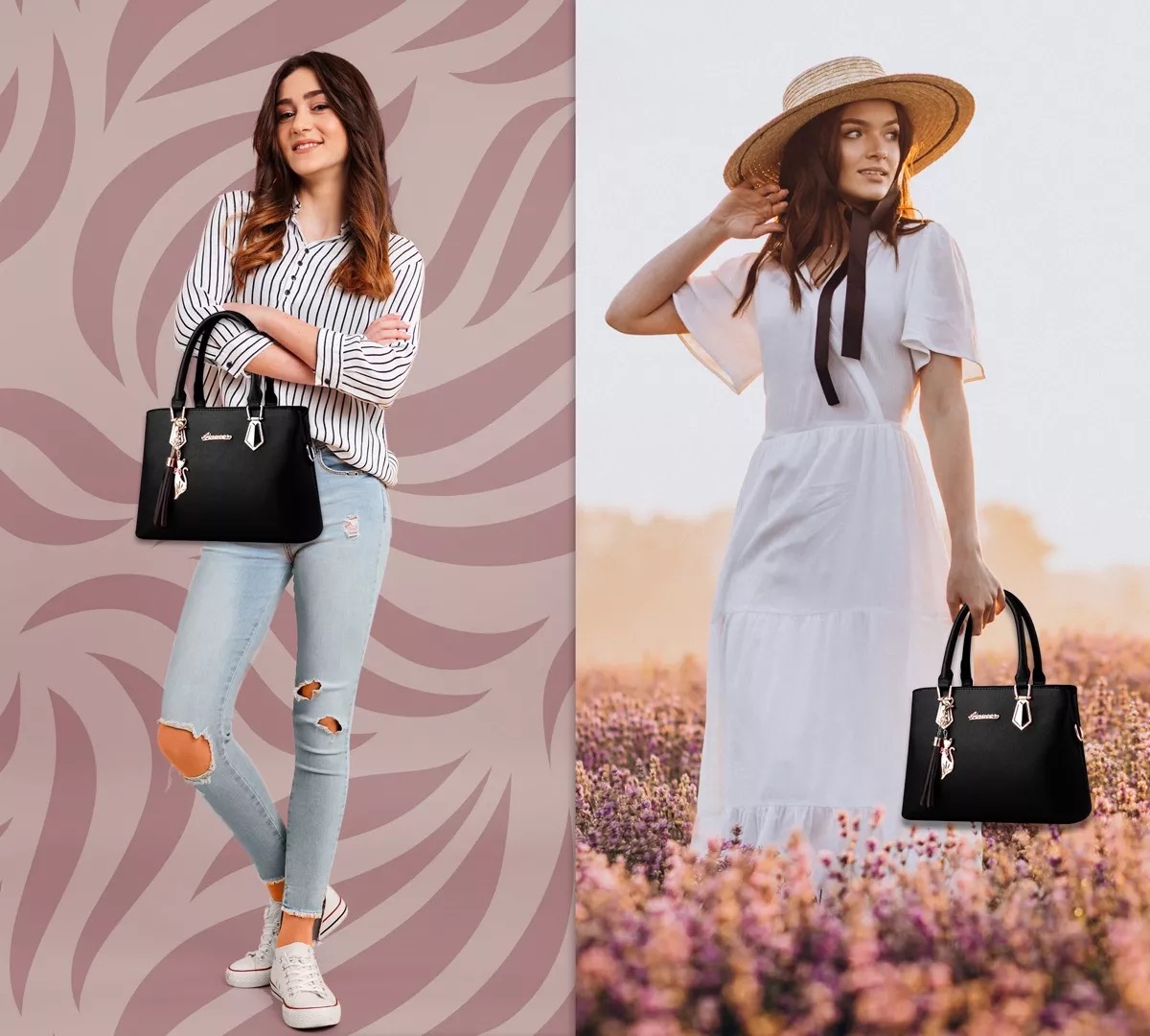 Bolso De Mano Para Mujer Bandolera Moda De Lujo Bolsa Tote Color Negro