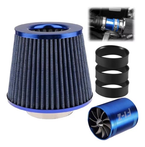 Filtro De Alto Flujo Universal Y Tornado Turbina Para Auto Azul