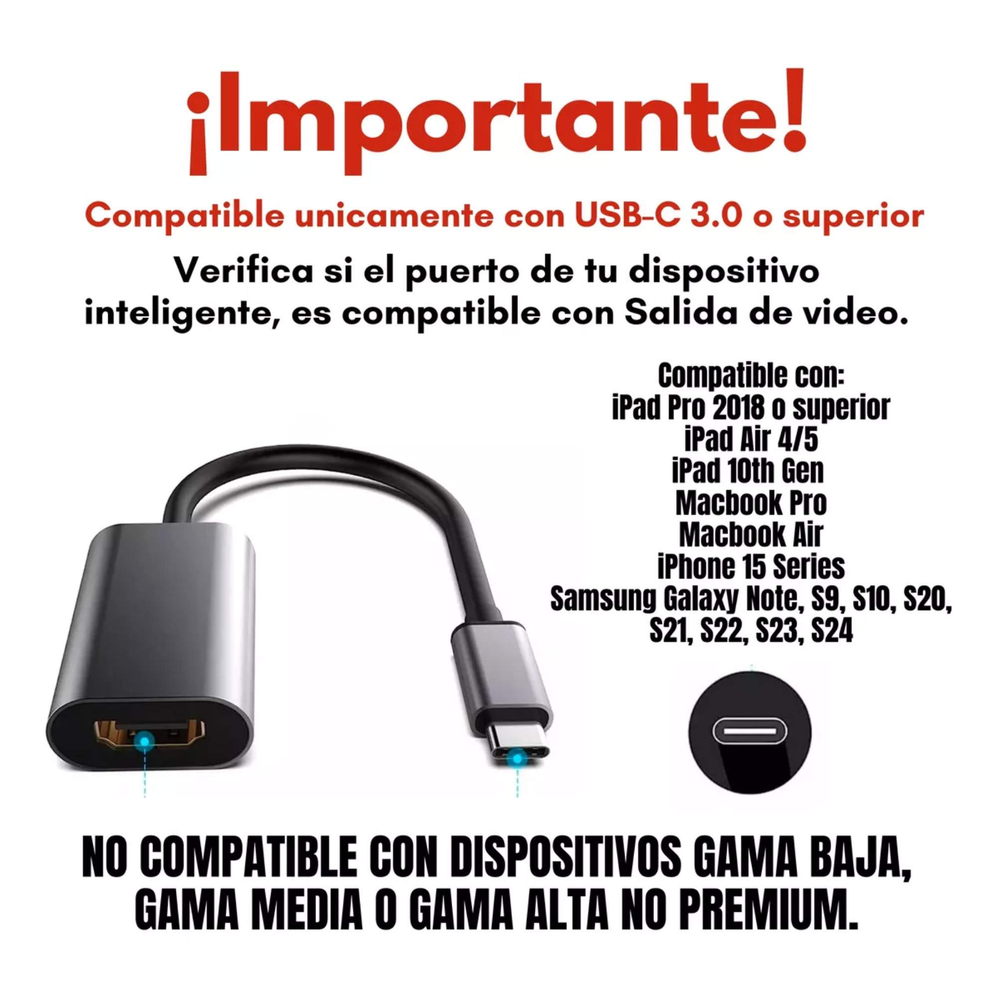 Cable Adaptador Usb C A Hdmi 4k 60hz Aluminio Para Mac iPad