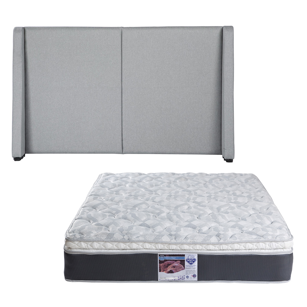 Colchón Matrimonial Spring Air Marte con Cabecera Dicasa Milan Quantum Gris.