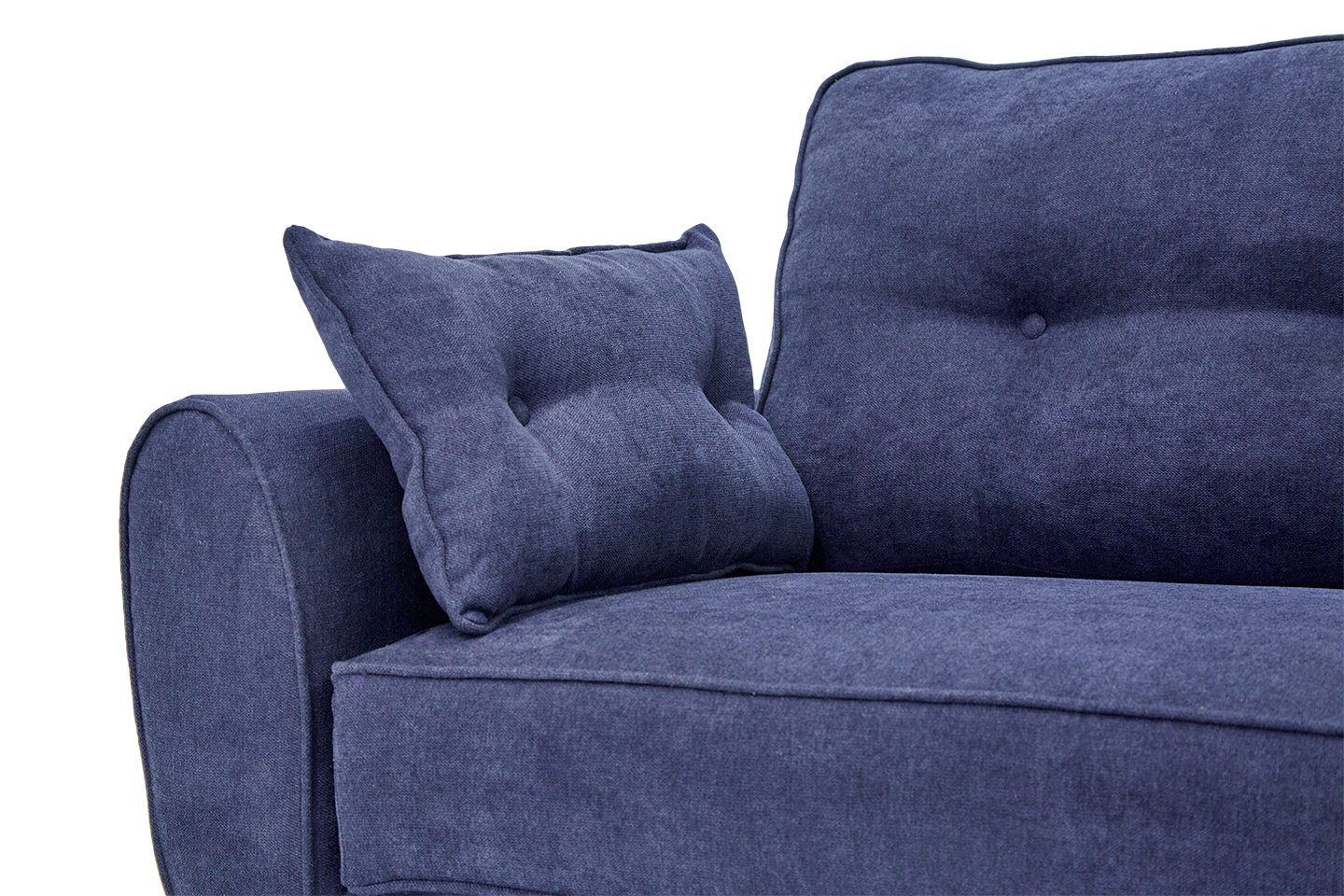 Sofá de 3 plazas Tapizado con Tela Azul. Estructura de Madera Sólida y Patas de Metal