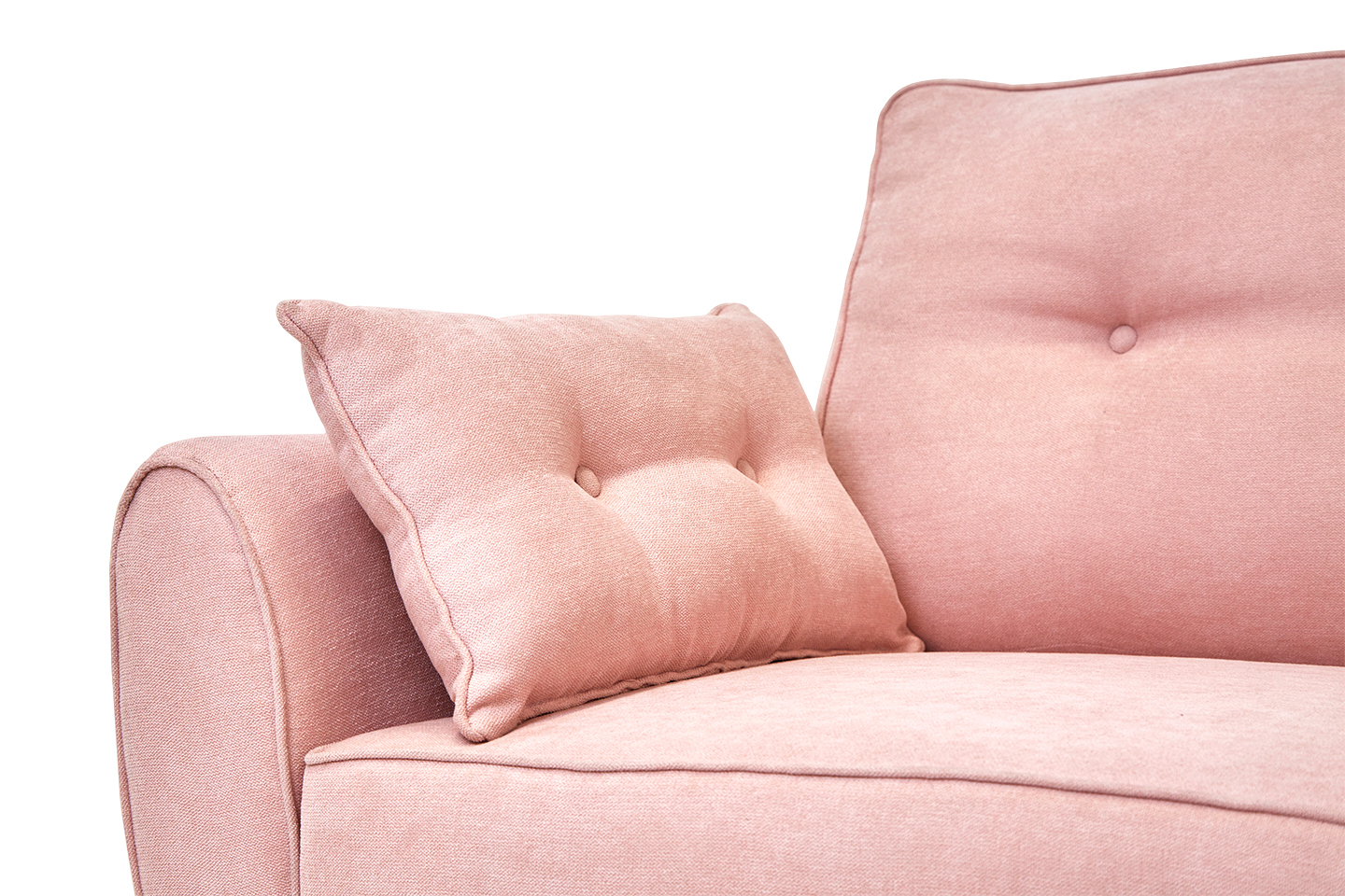 Sofá de 3 plazas Tapizado con Tela Rosa. Estructura de Madera Sólida y Patas de Metal