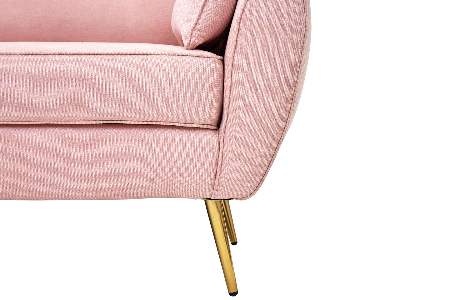 Sofá de 3 plazas Tapizado con Tela Rosa. Estructura de Madera Sólida y Patas de Metal