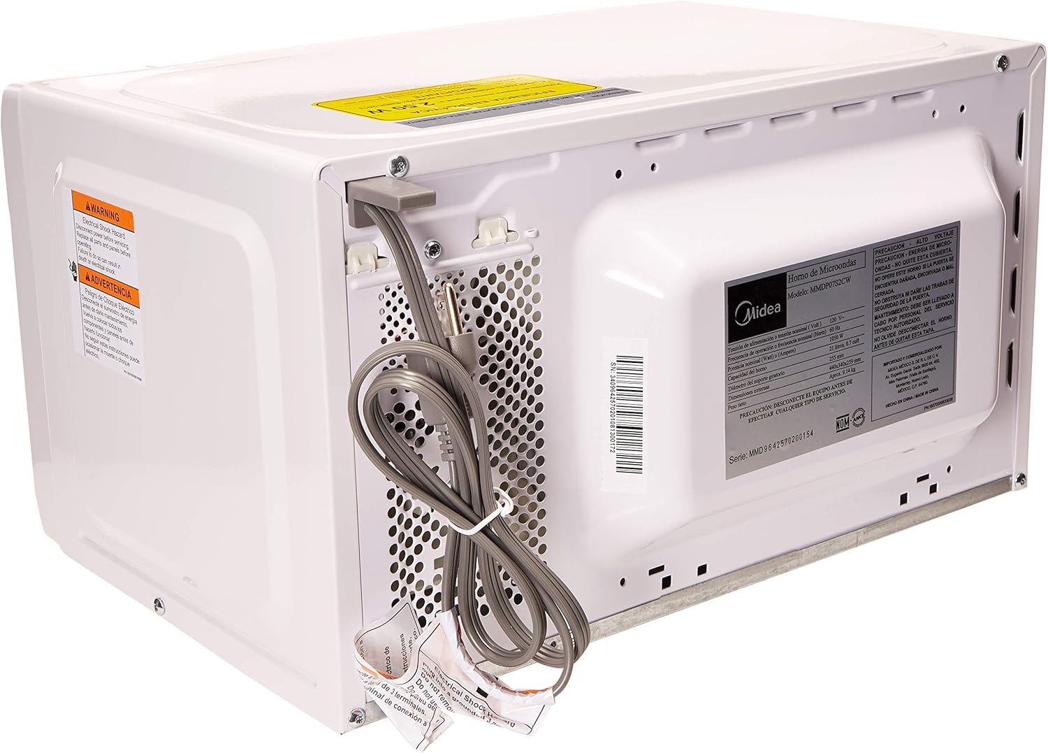 Midea MMDP07S2CW Horno Microondas con Capacidad de 21 Litros o 0,7 Pies Cúbicos, en Color Blanco
