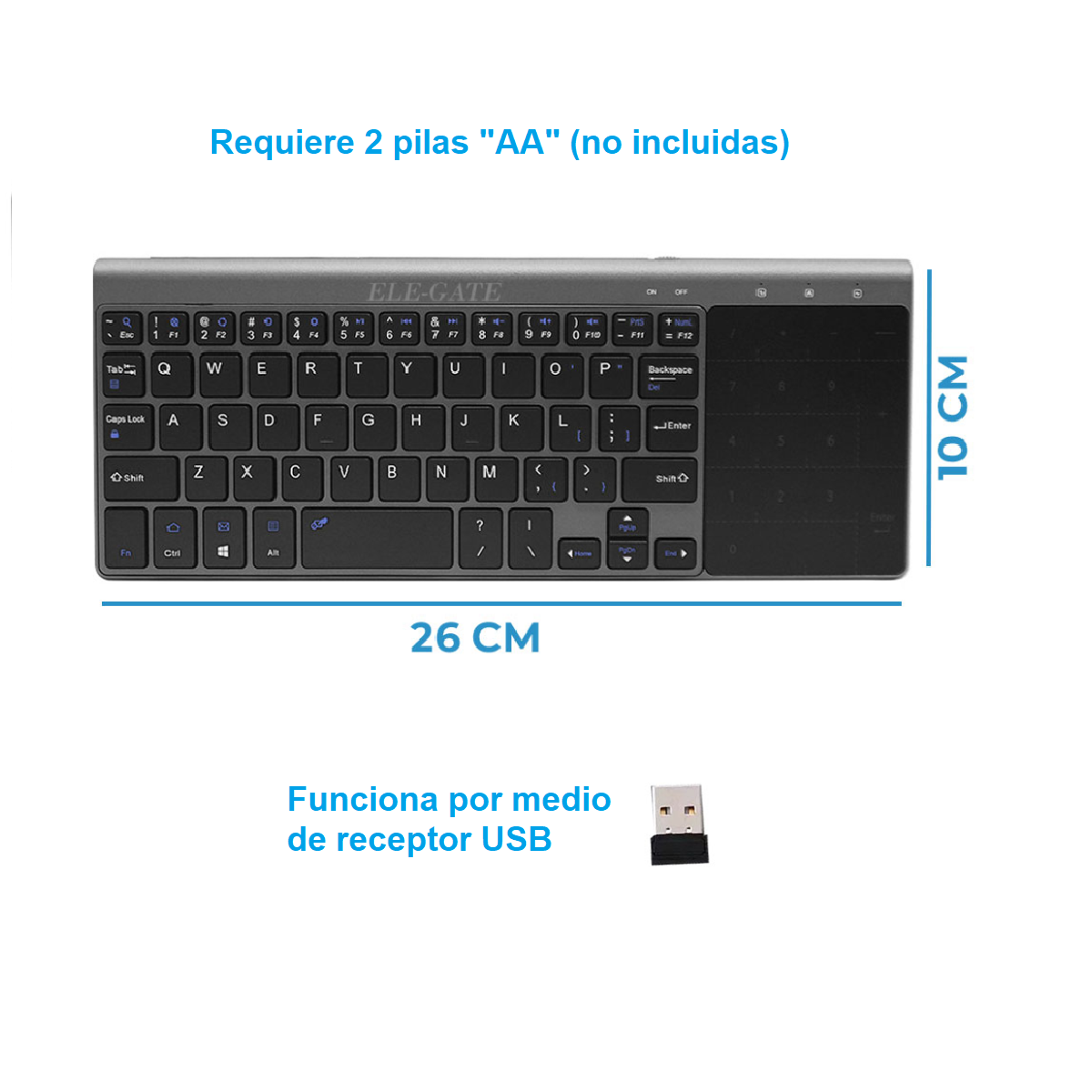Mini Teclado Inalámbrico Portátil con Mouse Pad / Pad Numérico