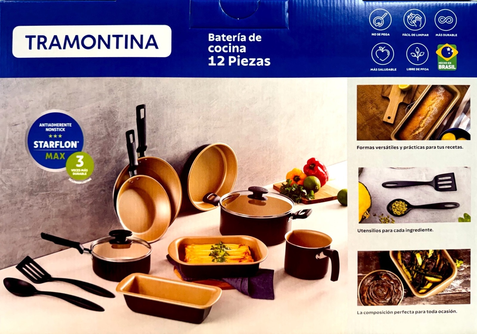 Batería de Cocina Tramontina 27899/484 12 Pzas Negra ENDY3