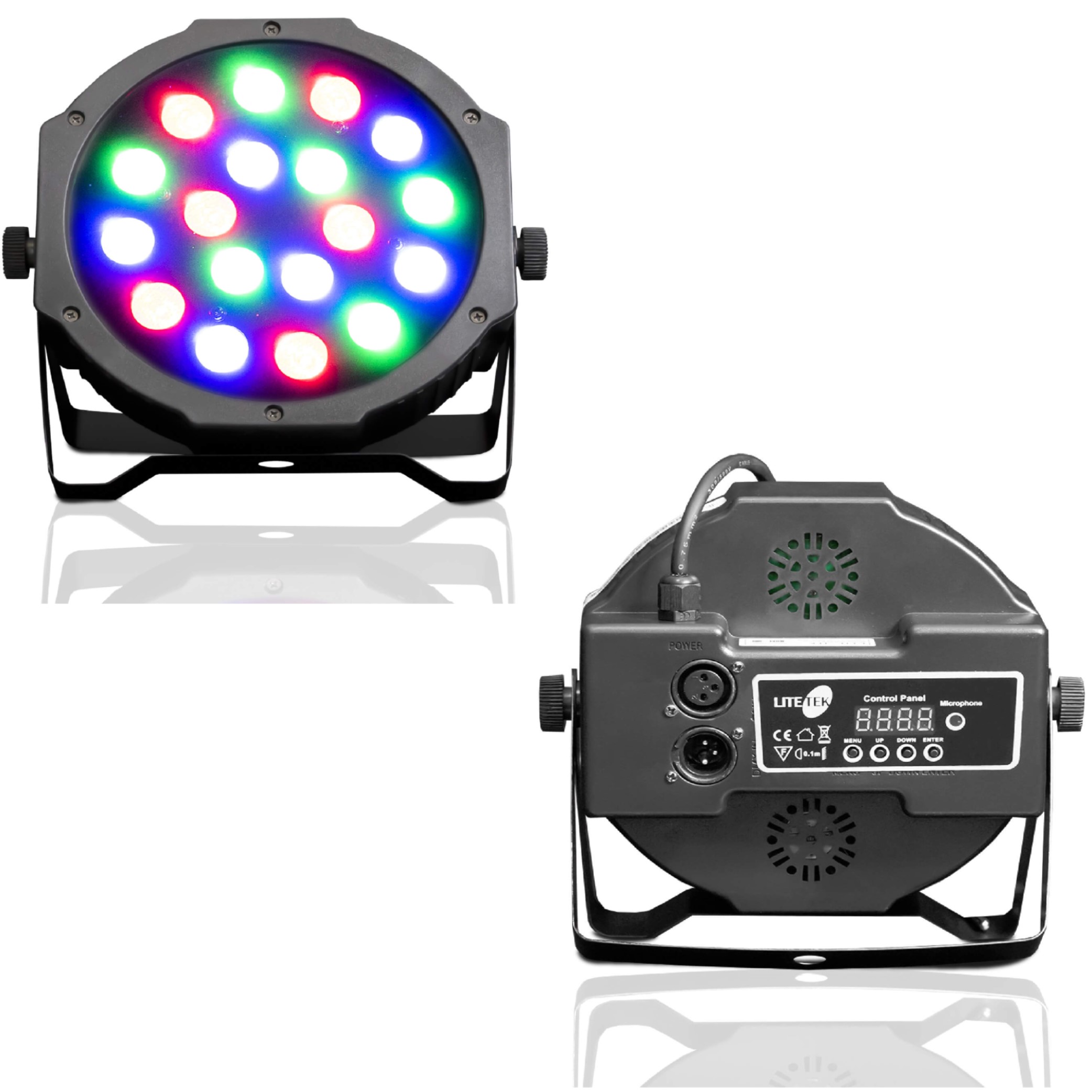 Juego De 2 Cañones Led LITE TEK PAR MINI 18X3 rgb DMX 3 en 1