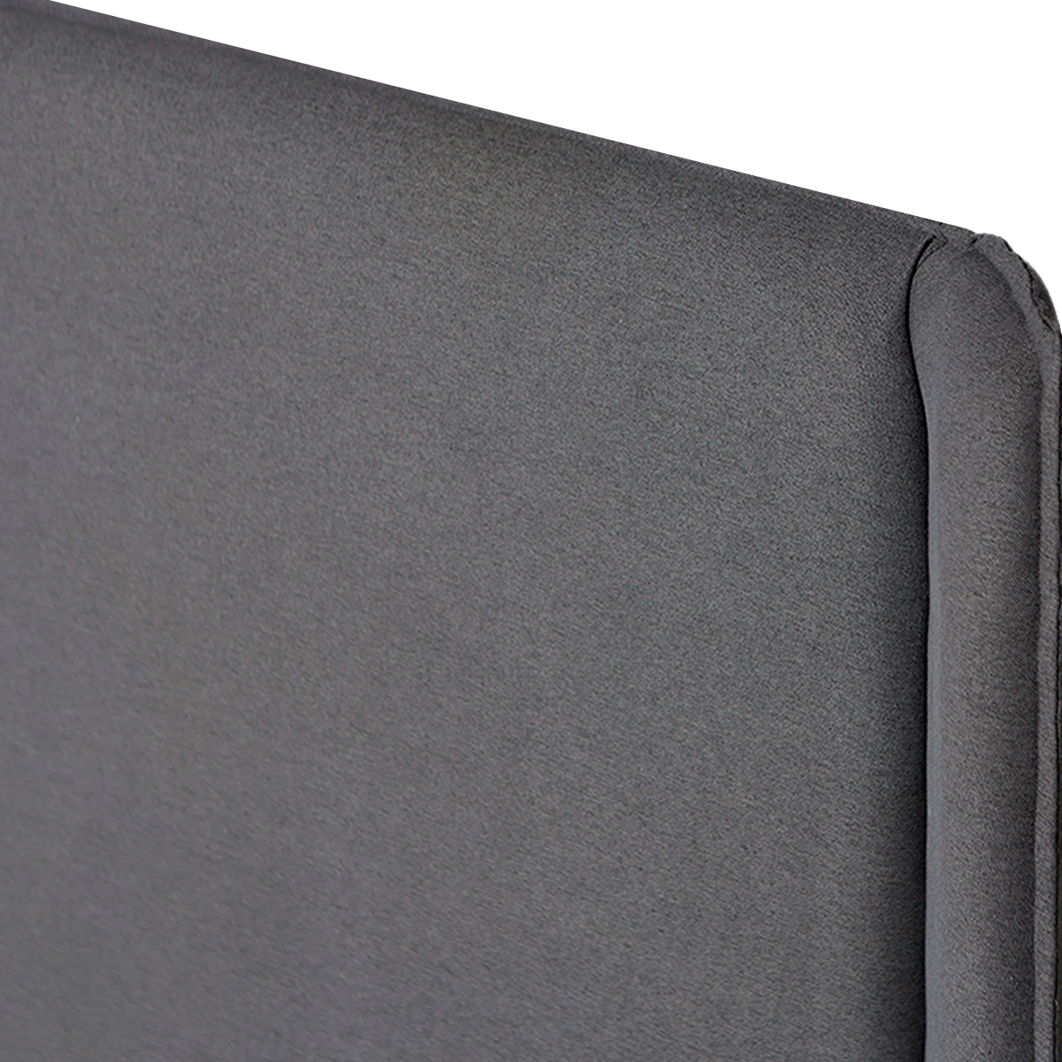 Cabecera para Cama Matrimonial Tapizada en Gris Oscuro. Acolchada con Hule Espuma. Estructura de Madera Industrial
