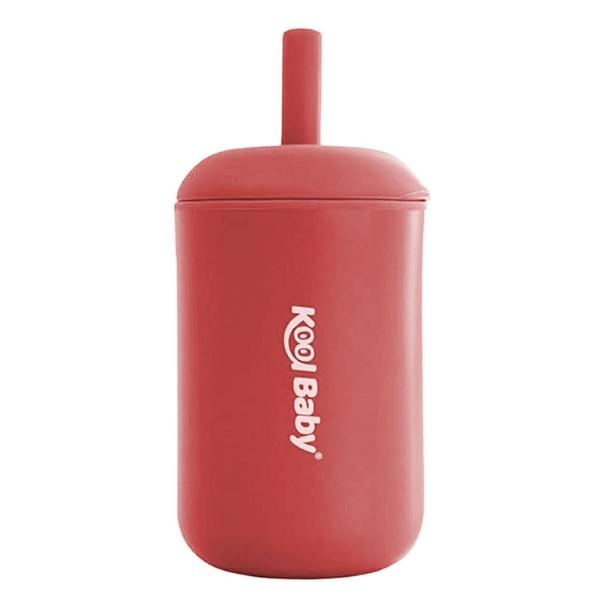 Vaso con Tapadera y Popote de Silicona Kool Baby Tinto