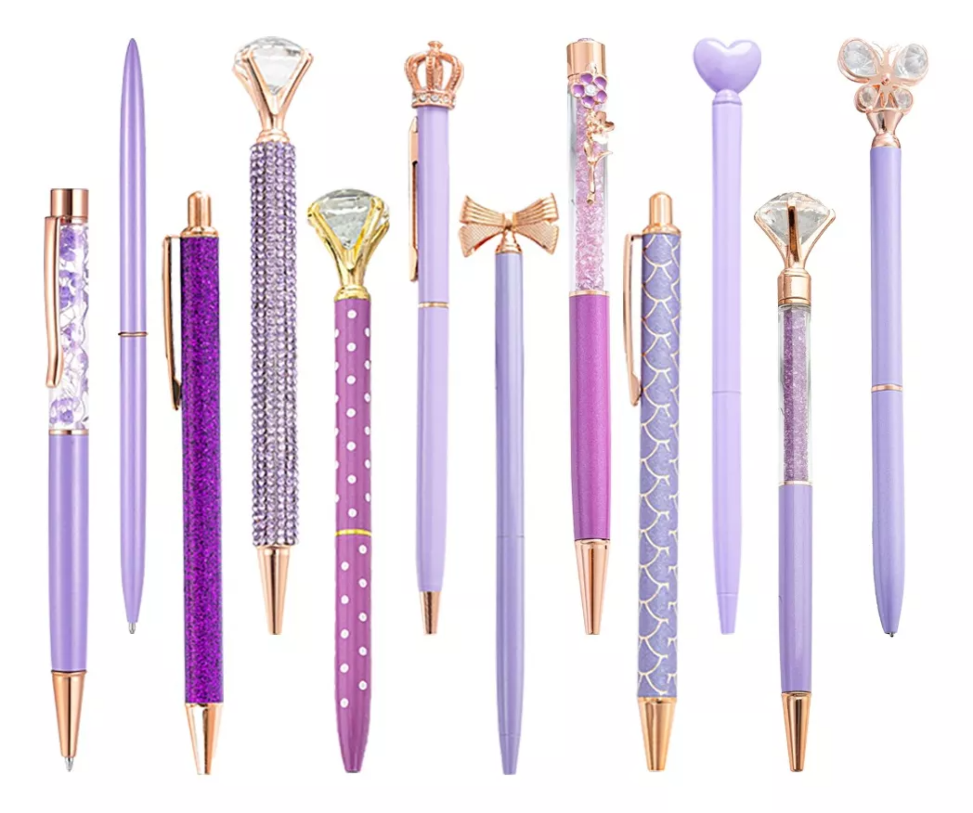 12 Plumas Lapiceros Bolígrafos Retráctil, diamante Brillo