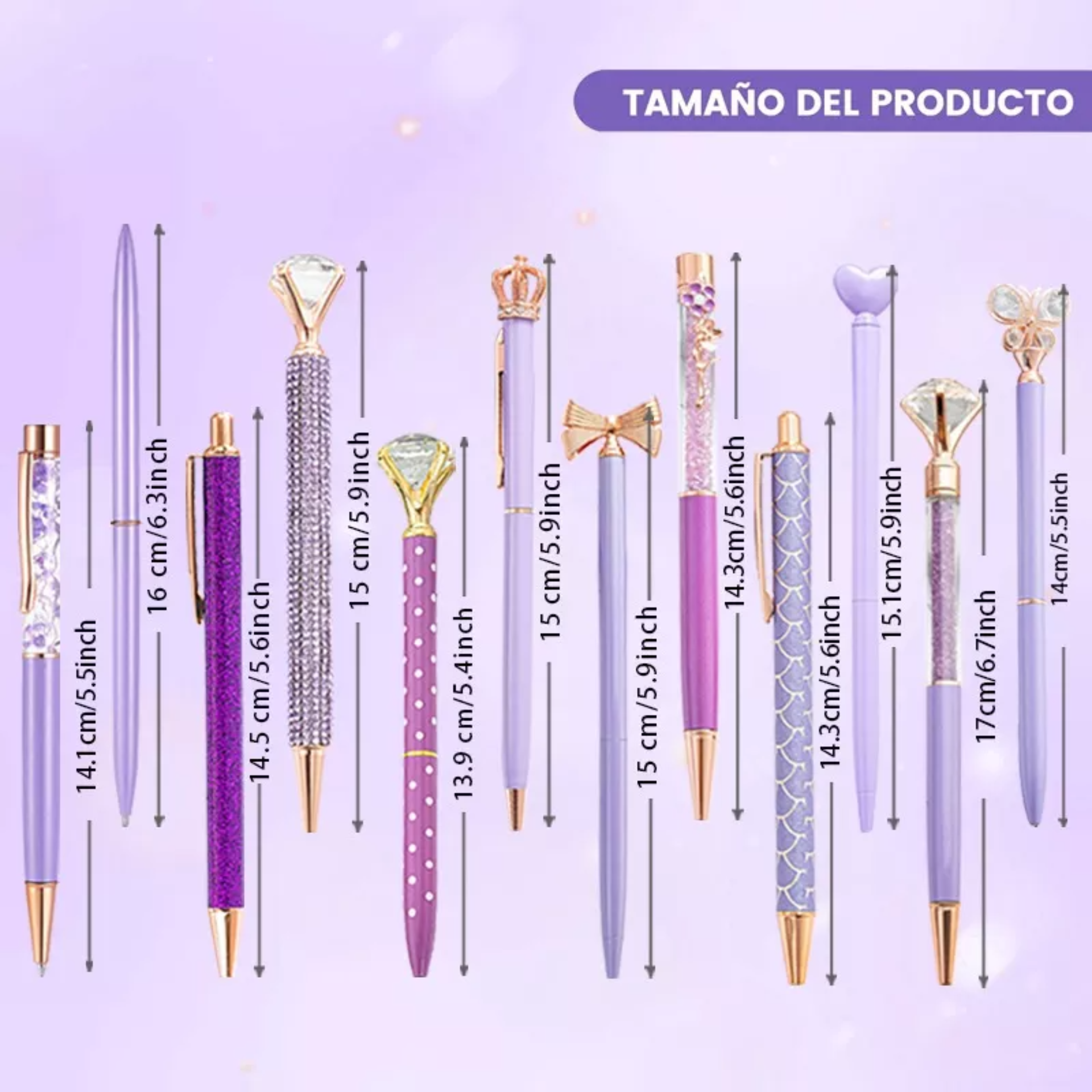 12 Plumas Lapiceros Bolígrafos Retráctil, diamante Brillo