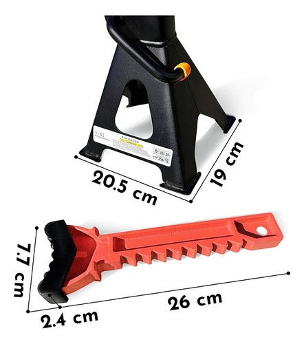 Torre Auto 2 Piezas 3 Toneladas Doble Seguro Altura 28-42 Cm NEGRO NARANJA